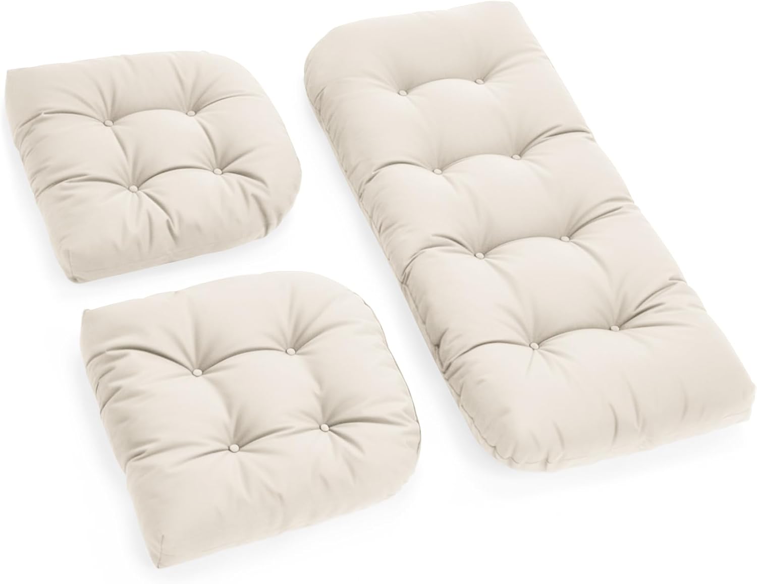 All Weather Outdoor Wicker Chair Cushions of 3 Pieces, Waterproof Outdoor Wicker Chair Cushion for Patio Furniture Loveseat Settee Bench, 1 Loveseat and 2 U-Shaped Thickened Cushions, Blue