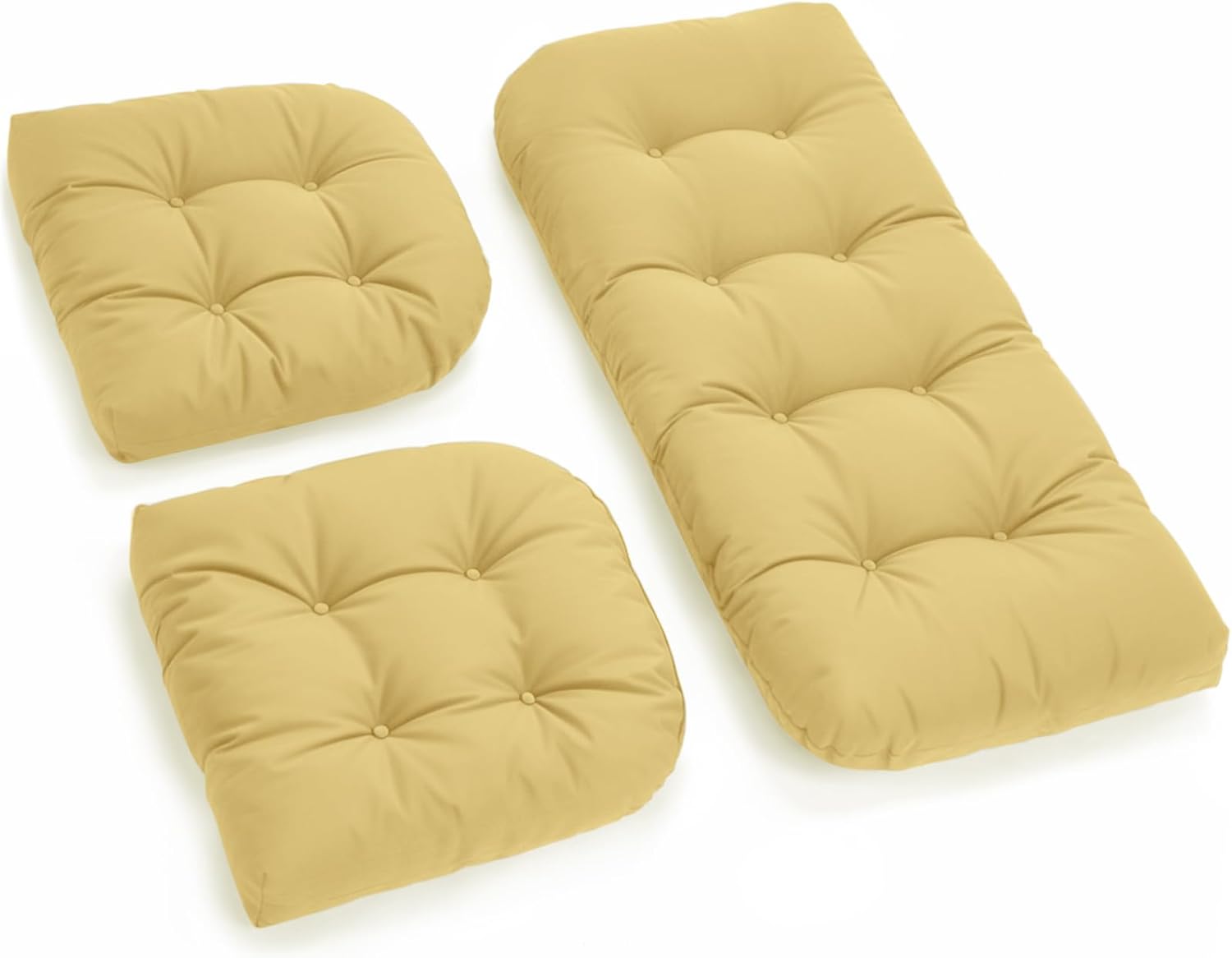All Weather Outdoor Wicker Chair Cushions of 3 Pieces, Waterproof Outdoor Wicker Chair Cushion for Patio Furniture Loveseat Settee Bench, 1 Loveseat and 2 U-Shaped Thickened Cushions, Blue