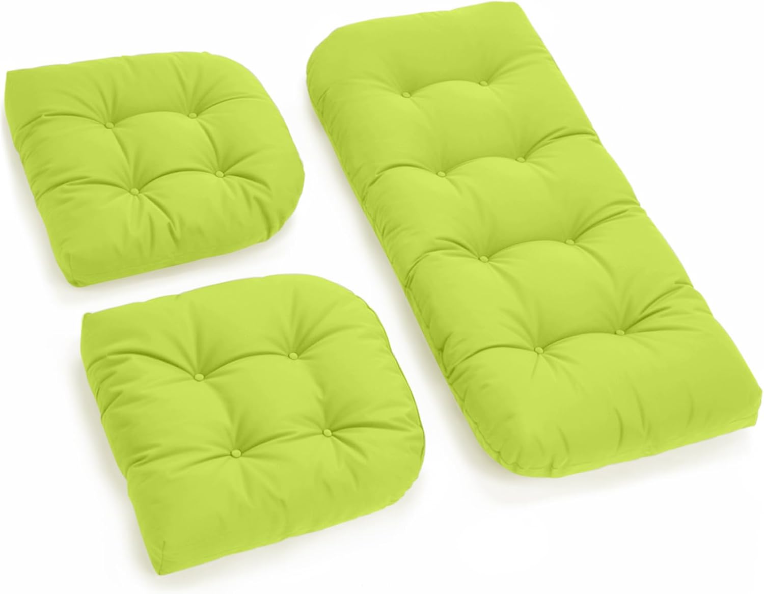 All Weather Outdoor Wicker Chair Cushions of 3 Pieces, Waterproof Outdoor Wicker Chair Cushion for Patio Furniture Loveseat Settee Bench, 1 Loveseat and 2 U-Shaped Thickened Cushions, Blue