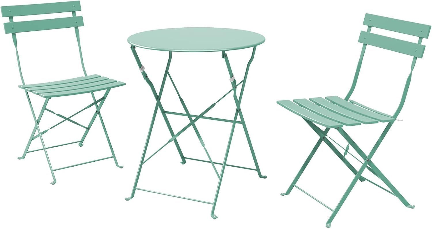 Grand patio 3-Piece Folding Bistro Set, 2 Chairs and 1 Table, Weather-Resistant Outdoor/Indoor Conversation Set for Patio, Yard, Garden-Yellow