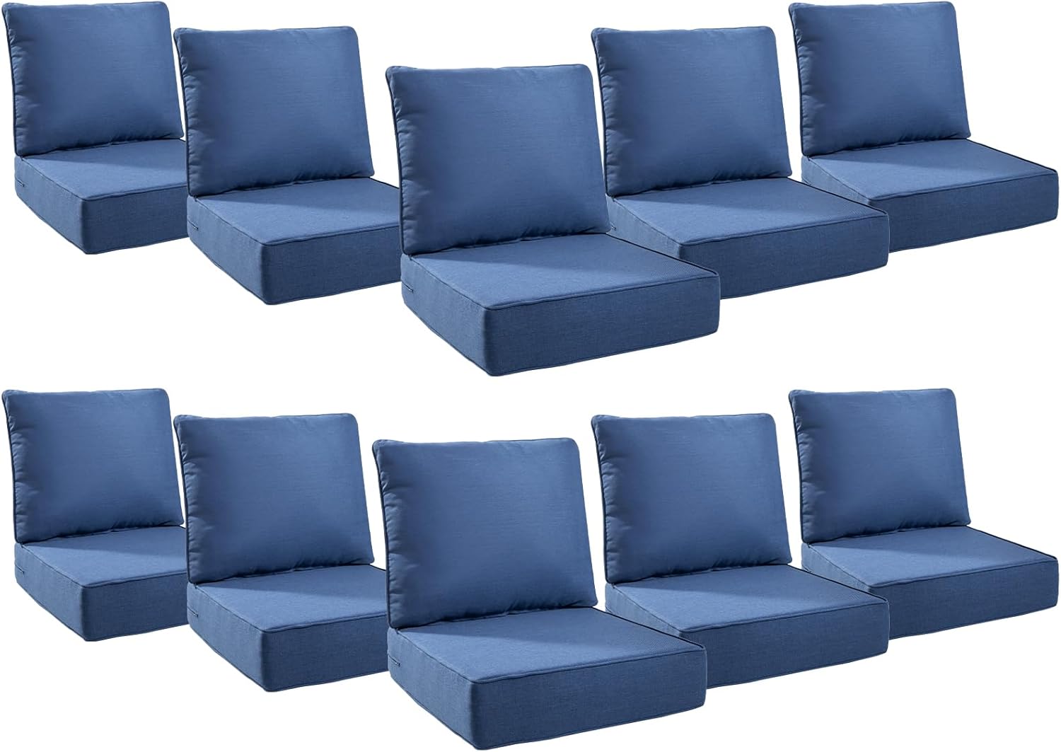 6" Thick Outdoor Cushions 22x24x6, 1-Set Deep Seat Patio Cushions with Removable Cover, Waterproof & Fade Resistant Replacement for Wicker Chair, Loveseat, Sofa - Blue