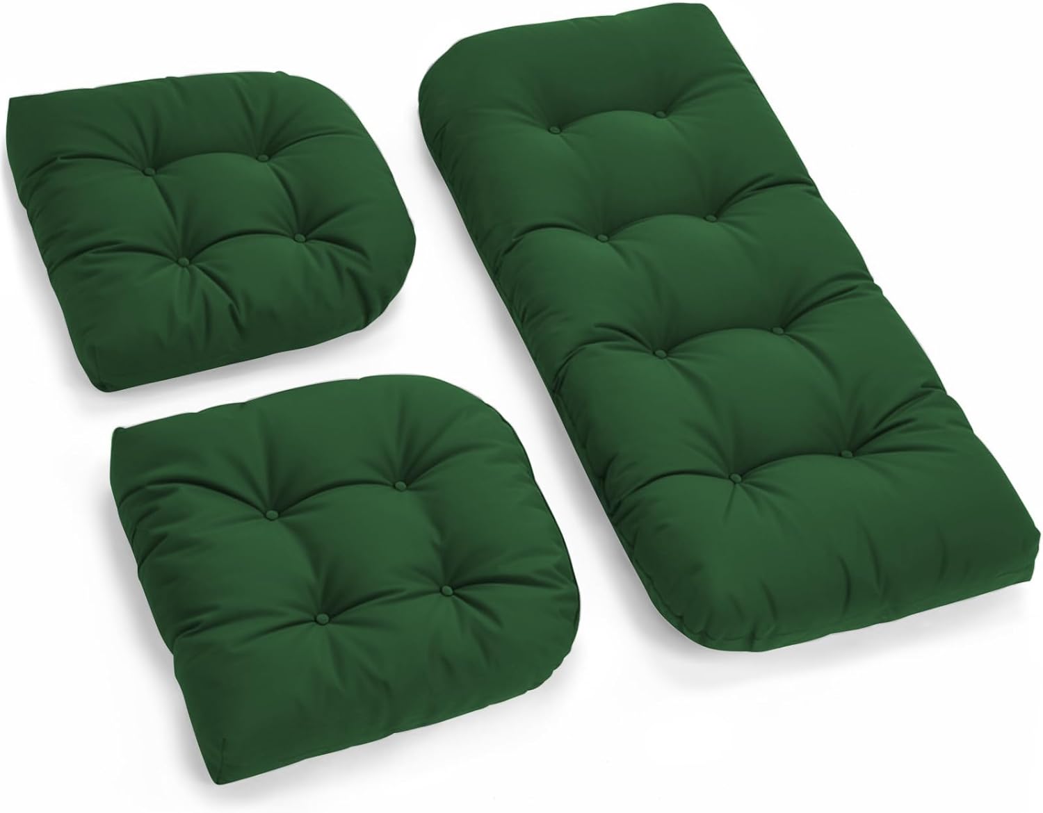 All Weather Outdoor Wicker Chair Cushions of 3 Pieces, Waterproof Outdoor Wicker Chair Cushion for Patio Furniture Loveseat Settee Bench, 1 Loveseat and 2 U-Shaped Thickened Cushions, Blue