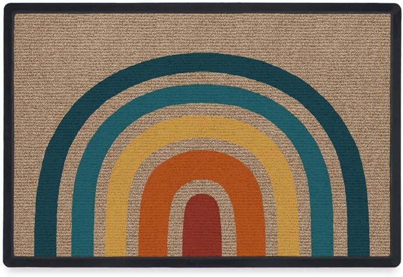 RUGGABLE Washable Front Doormat – Poppy Fields 2x3 Indoor/Outdoor Doormat – Fade–Resistant, Durable, Non–Slip – Welcome Mat for Entryway, Hallway, Bathroom, & Decor - with Standard Pad