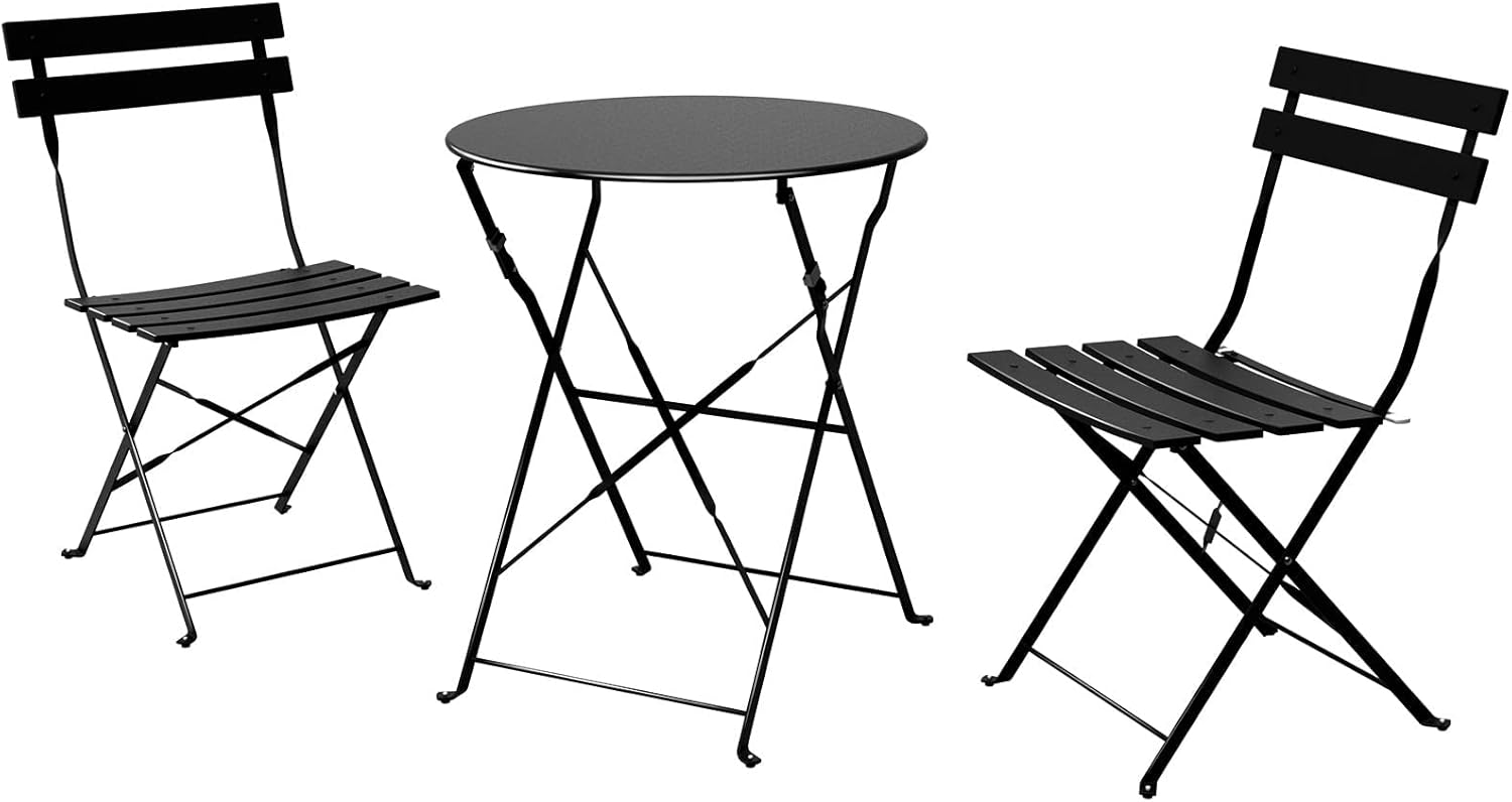 Grand patio 3-Piece Folding Bistro Set, 2 Chairs and 1 Table, Weather-Resistant Outdoor/Indoor Conversation Set for Patio, Yard, Garden-Yellow