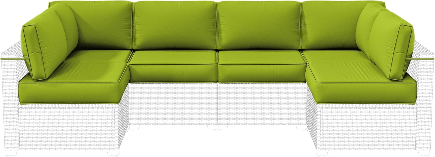 Outdoor Replacement Cushions for Patio Furniture, 5" Foam High-Density, 14-Piece Water-Resistant Outdoor Cushion for 6-Seat Sectional Patio Conversation Sets, Liner&Cover