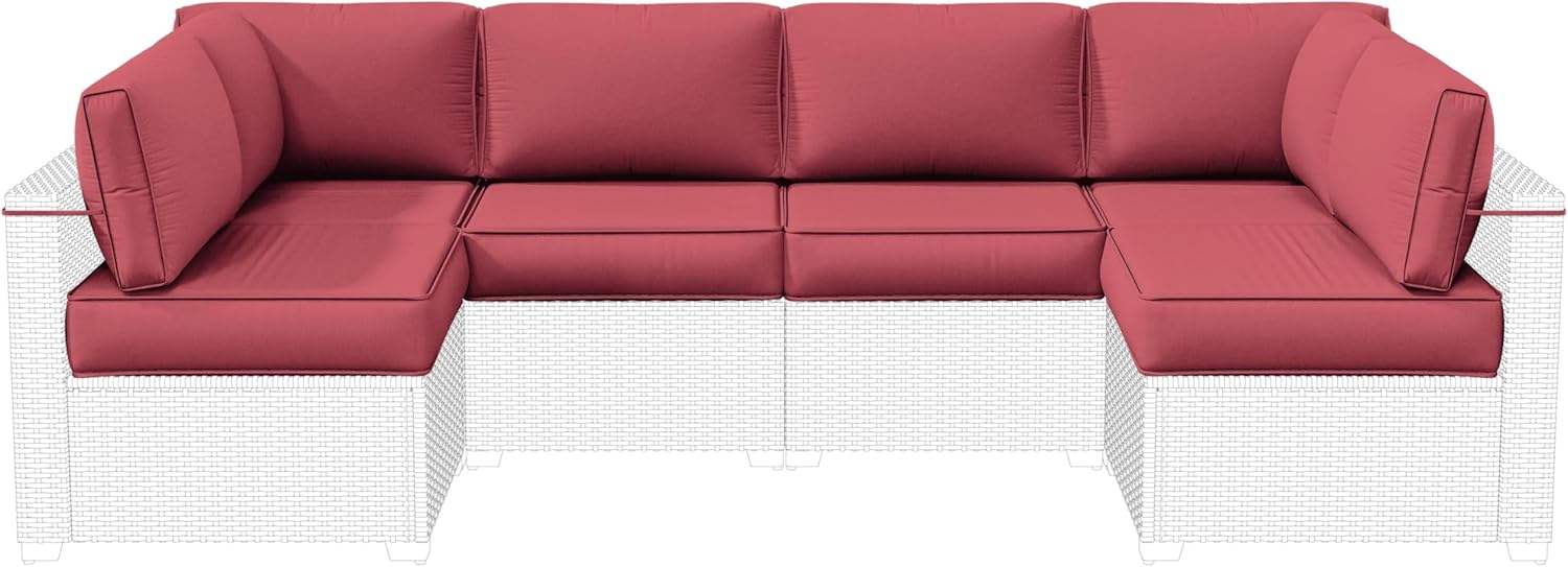 Outdoor Replacement Cushions for Patio Furniture, 5" Foam High-Density, 14-Piece Water-Resistant Outdoor Cushion for 6-Seat Sectional Patio Conversation Sets, Liner&Cover
