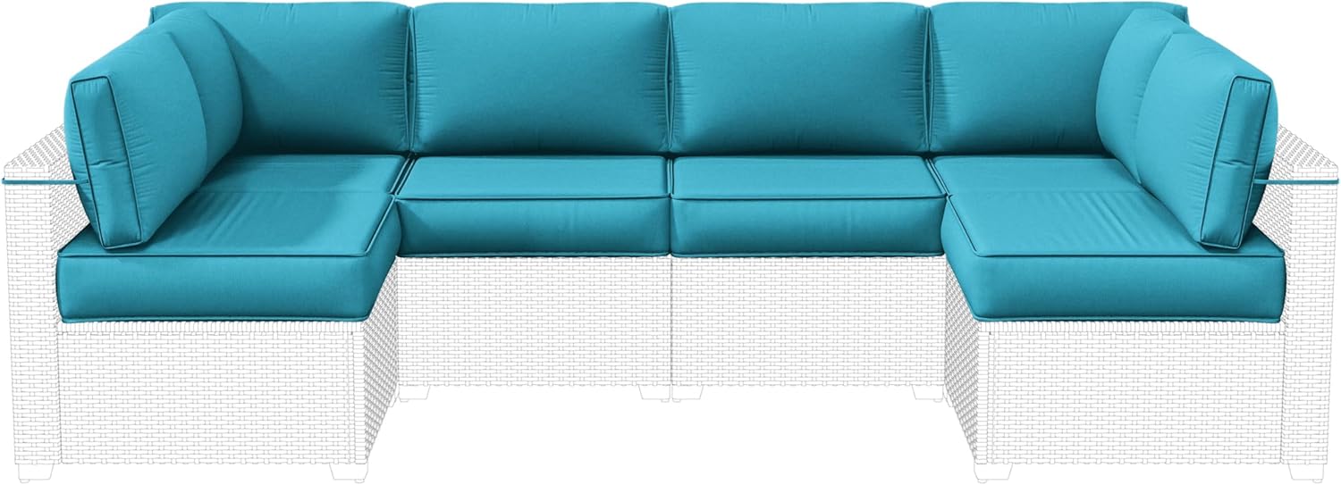 Outdoor Replacement Cushions for Patio Furniture, 5" Foam High-Density, 14-Piece Water-Resistant Outdoor Cushion for 6-Seat Sectional Patio Conversation Sets, Liner&Cover