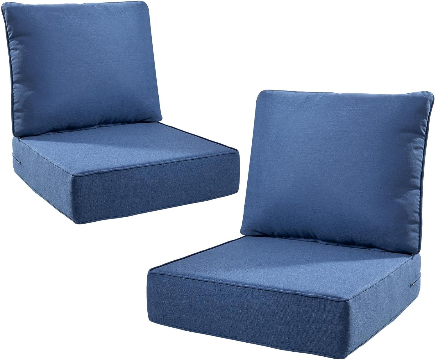 6" Thick Outdoor Cushions 22x24x6, 1-Set Deep Seat Patio Cushions with Removable Cover, Waterproof & Fade Resistant Replacement for Wicker Chair, Loveseat, Sofa - Blue
