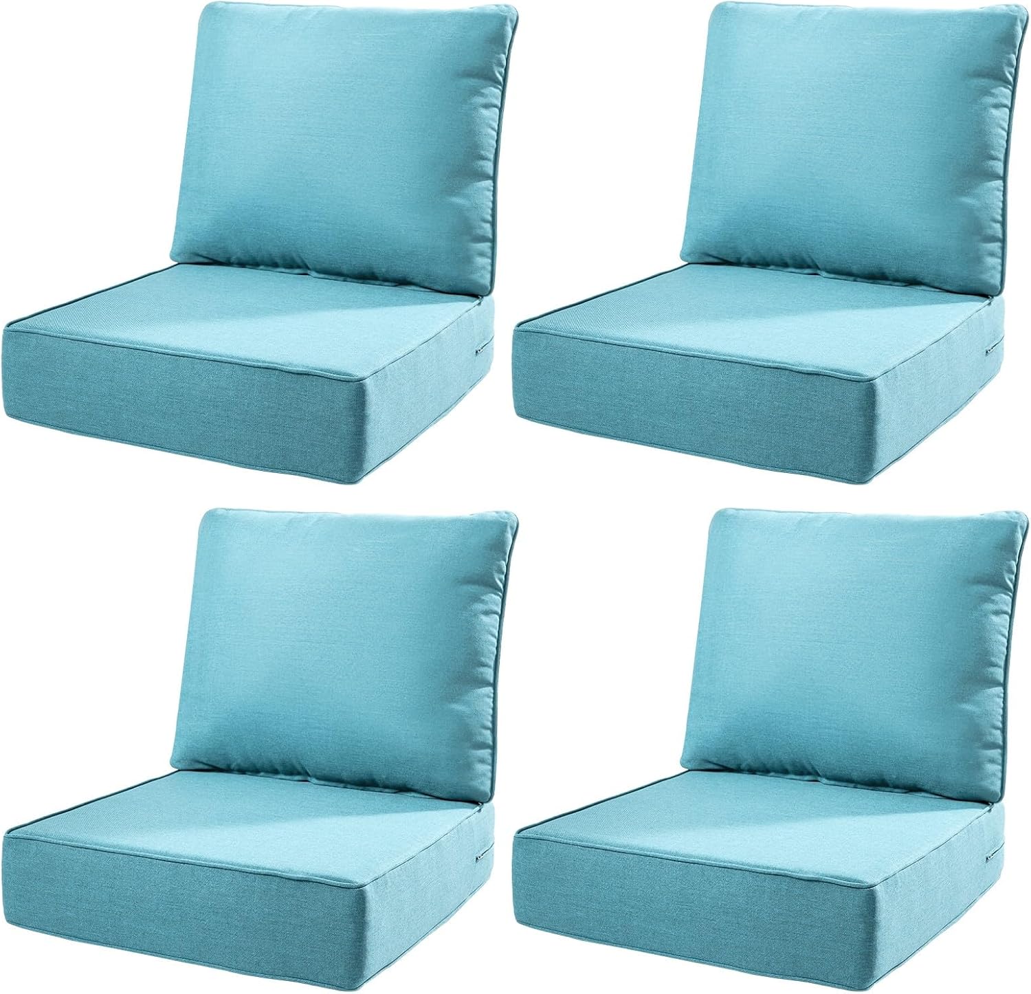6" Thick Outdoor Cushions 22x24x6, 1-Set Deep Seat Patio Cushions with Removable Cover, Waterproof & Fade Resistant Replacement for Wicker Chair, Loveseat, Sofa - Blue
