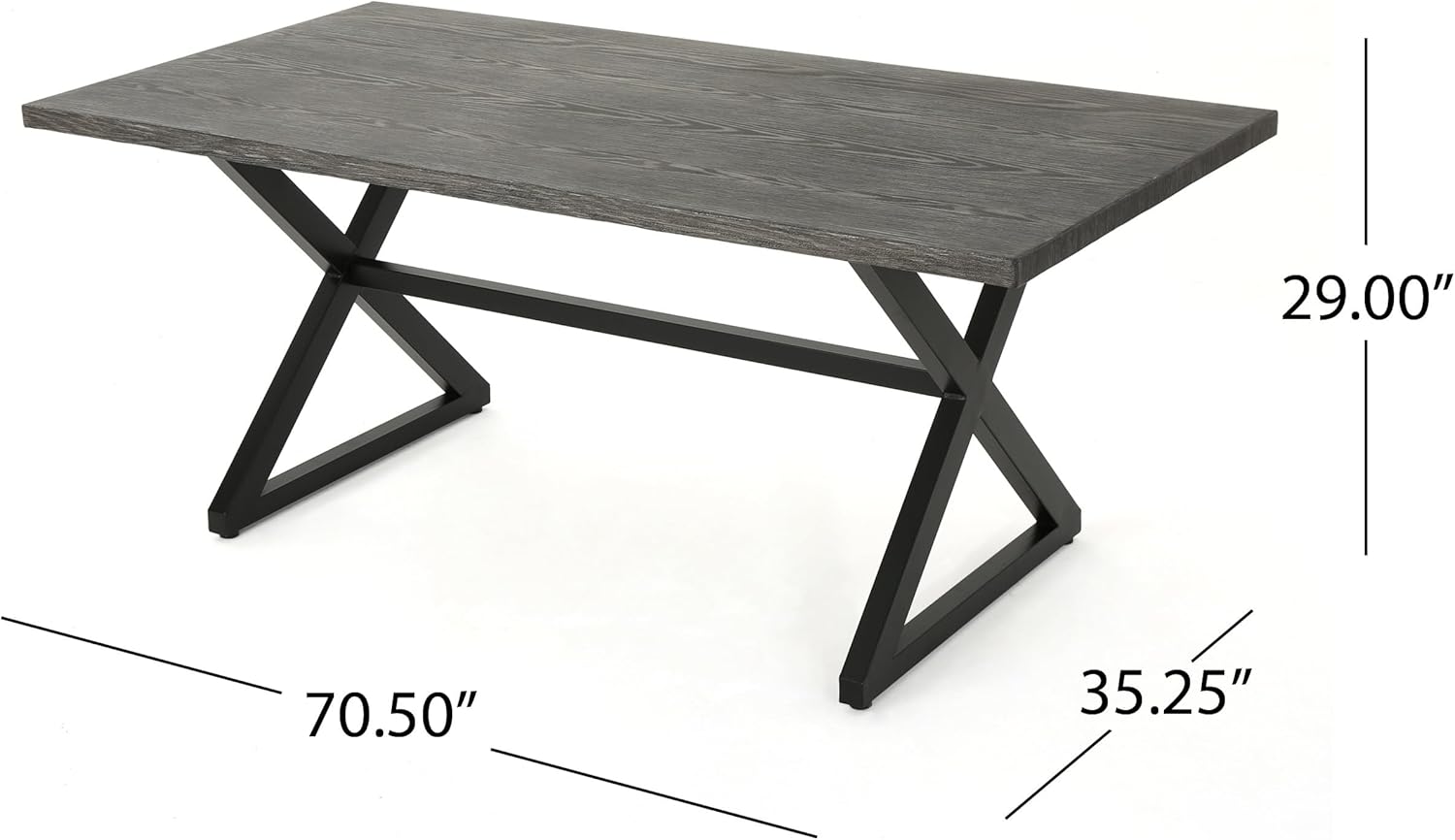 Merax 70.5 Inch Outdoor Dining Table, Modern Aluminum Patio Table with Rust-Resistant Steel Frame, Weather-Resistant Design for Garden, Poolside, Balcony, Grey