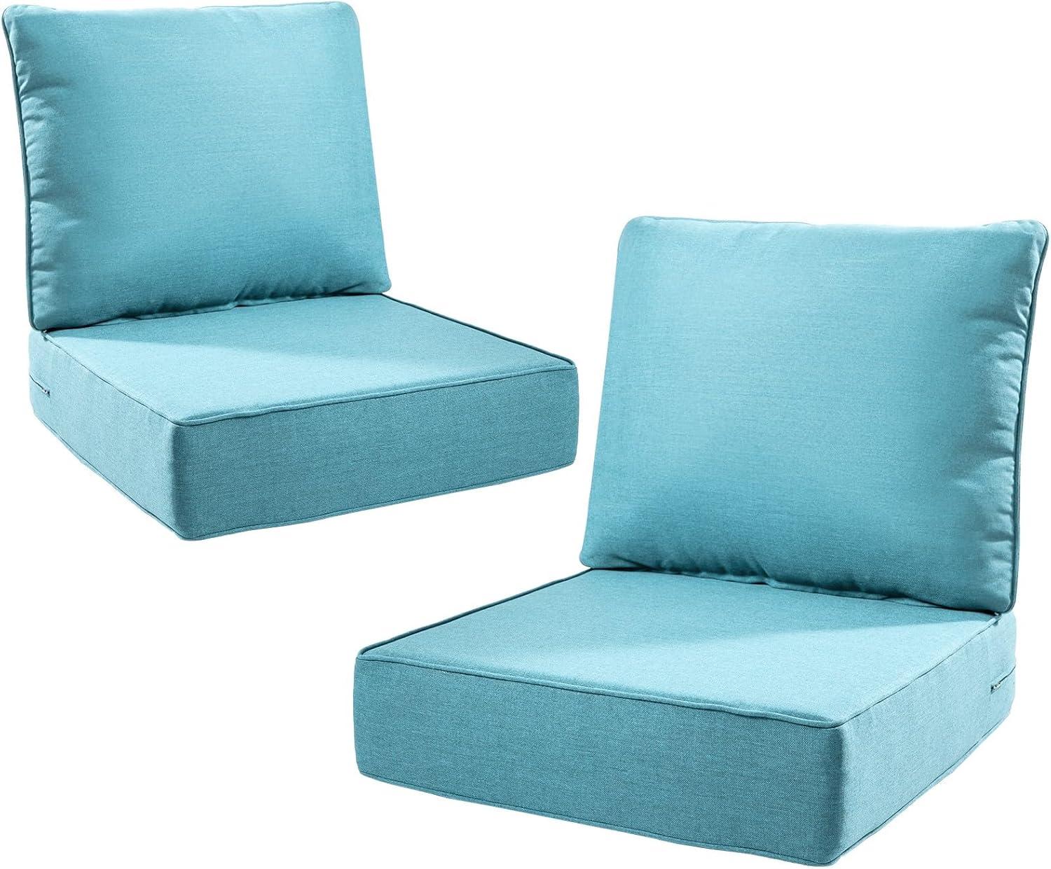 6" Thick Outdoor Cushions 22x24x6, 1-Set Deep Seat Patio Cushions with Removable Cover, Waterproof & Fade Resistant Replacement for Wicker Chair, Loveseat, Sofa - Blue