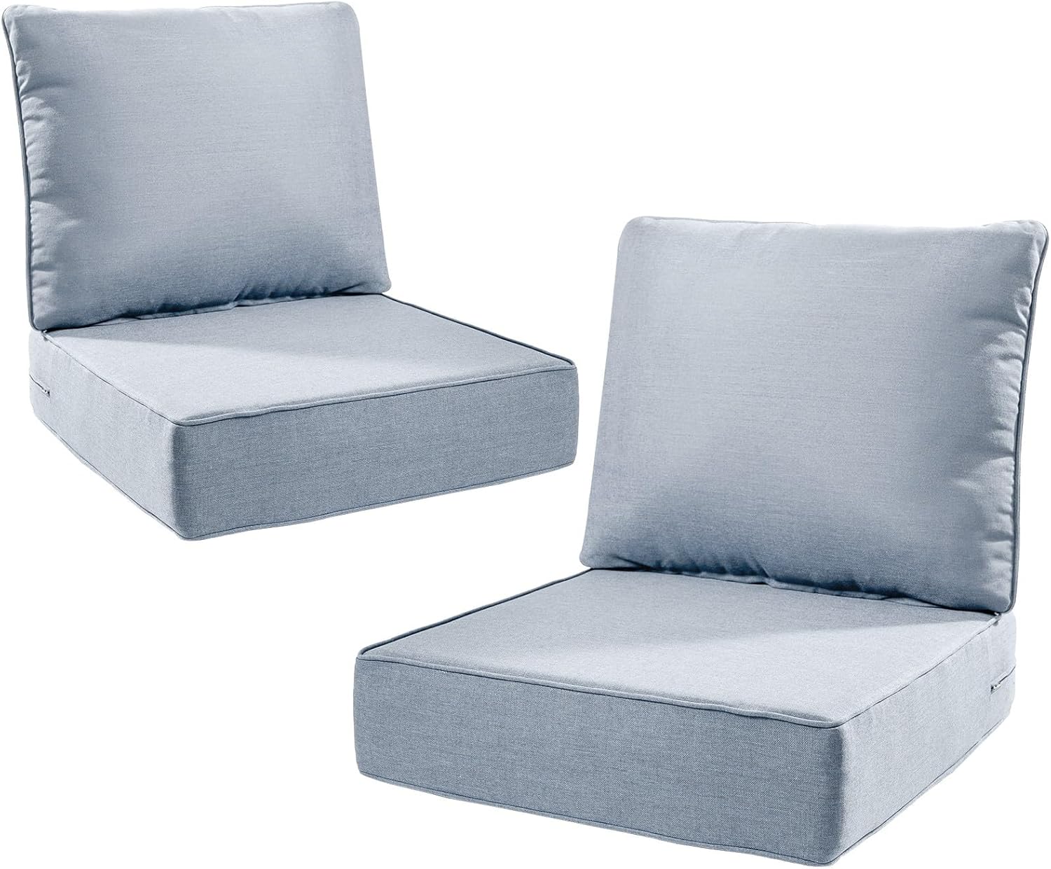 6" Thick Outdoor Cushions 22x24x6, 1-Set Deep Seat Patio Cushions with Removable Cover, Waterproof & Fade Resistant Replacement for Wicker Chair, Loveseat, Sofa - Blue
