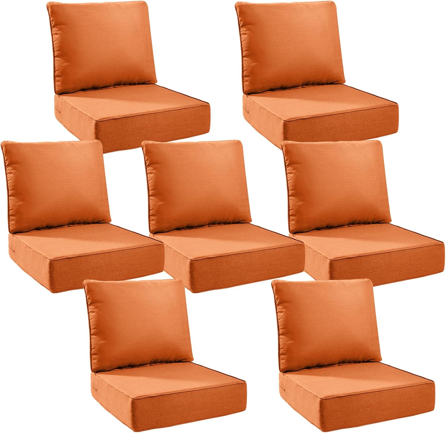 6" Thick Outdoor Cushions 22x24x6, 1-Set Deep Seat Patio Cushions with Removable Cover, Waterproof & Fade Resistant Replacement for Wicker Chair, Loveseat, Sofa - Blue