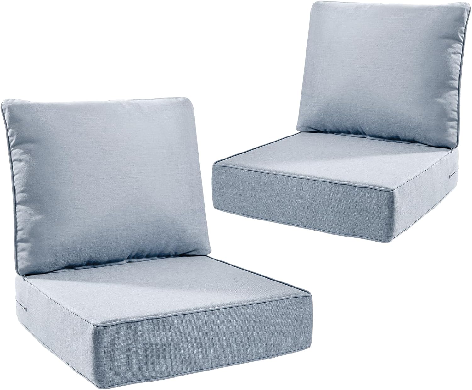6" Thick Outdoor Cushions 22x24x6, 1-Set Deep Seat Patio Cushions with Removable Cover, Waterproof & Fade Resistant Replacement for Wicker Chair, Loveseat, Sofa - Blue