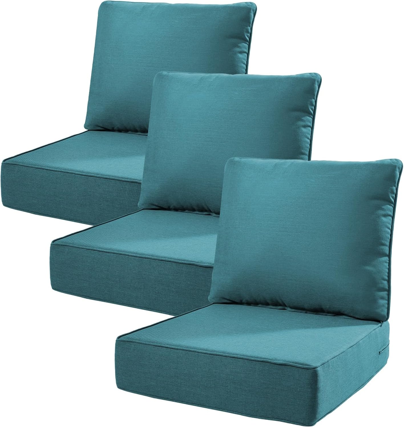 6" Thick Outdoor Cushions 22x24x6, 1-Set Deep Seat Patio Cushions with Removable Cover, Waterproof & Fade Resistant Replacement for Wicker Chair, Loveseat, Sofa - Blue