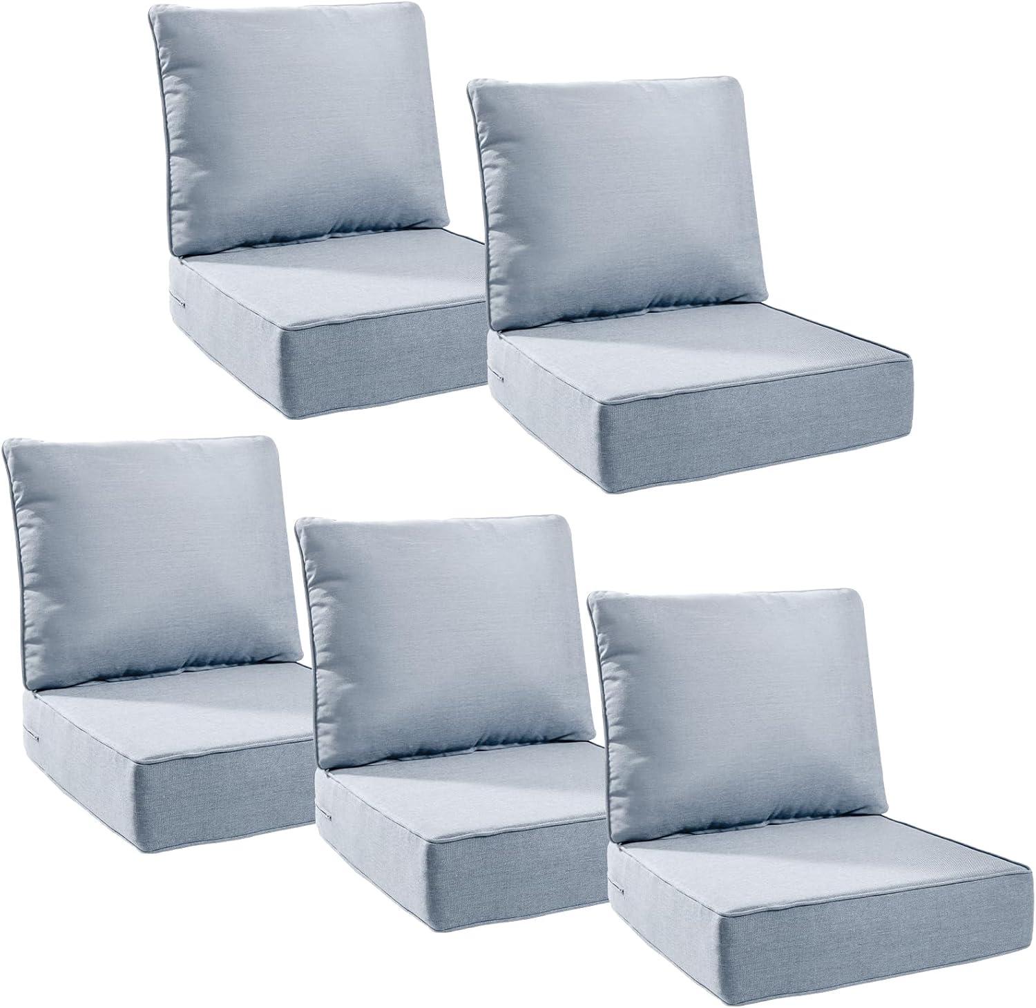 6" Thick Outdoor Cushions 22x24x6, 1-Set Deep Seat Patio Cushions with Removable Cover, Waterproof & Fade Resistant Replacement for Wicker Chair, Loveseat, Sofa - Blue