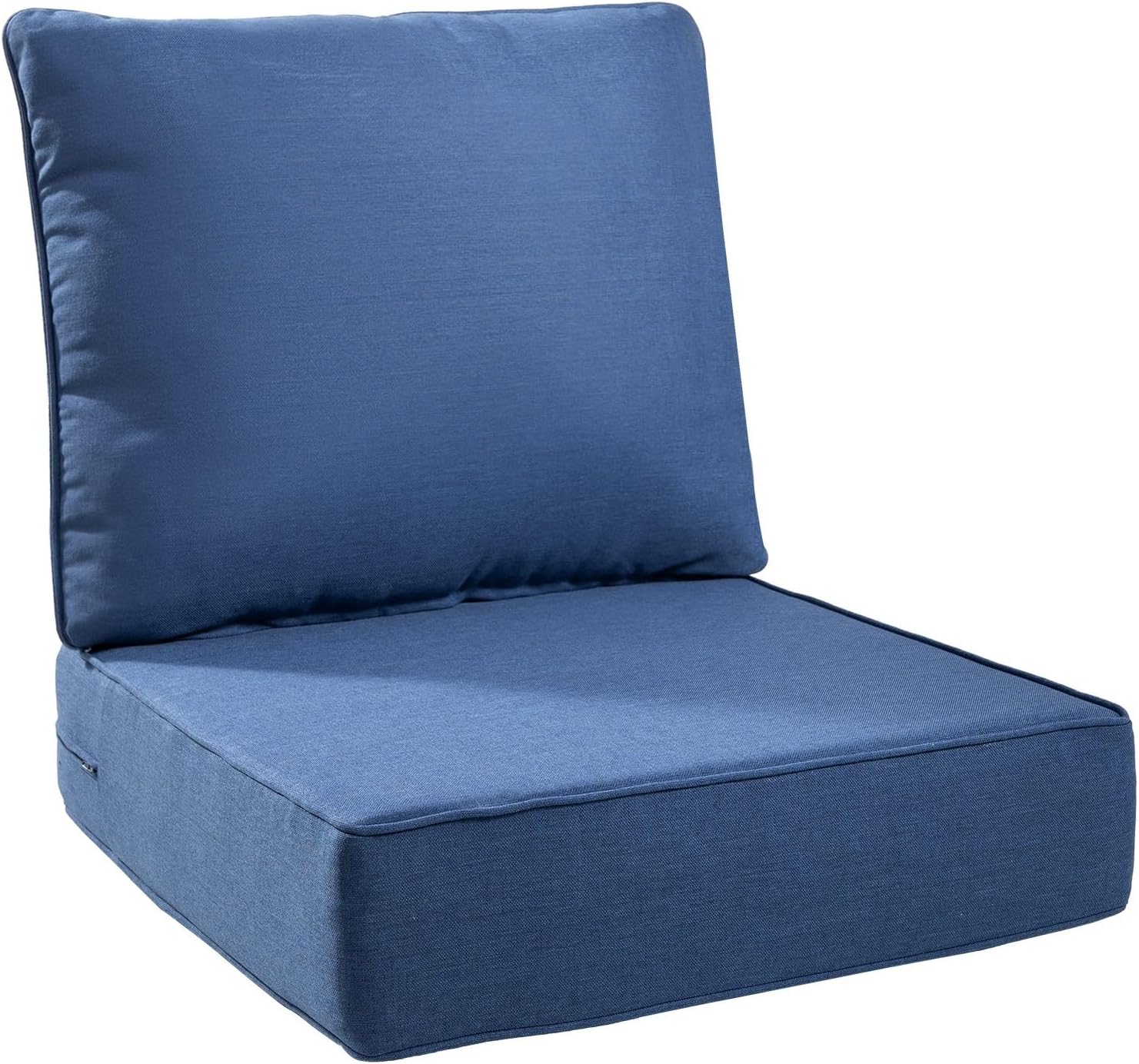 6" Thick Outdoor Cushions 22x24x6, 1-Set Deep Seat Patio Cushions with Removable Cover, Waterproof & Fade Resistant Replacement for Wicker Chair, Loveseat, Sofa - Blue