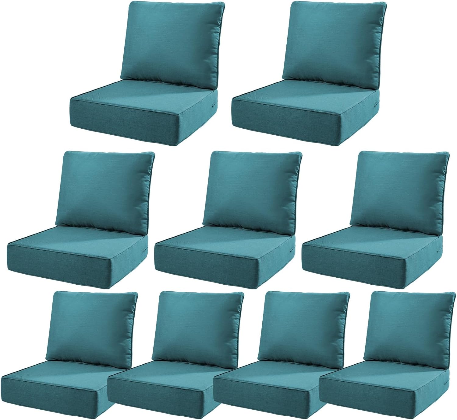 6" Thick Outdoor Cushions 22x24x6, 1-Set Deep Seat Patio Cushions with Removable Cover, Waterproof & Fade Resistant Replacement for Wicker Chair, Loveseat, Sofa - Blue
