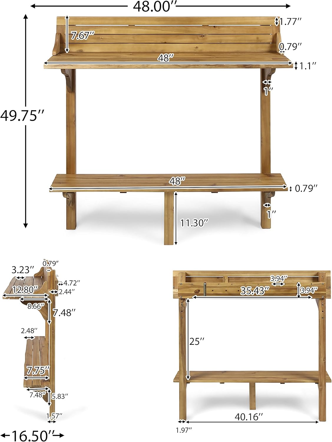 Christopher Knight Home Caribbean Outdoor Acacia Wood Balcony Bar Table, Natural Stained