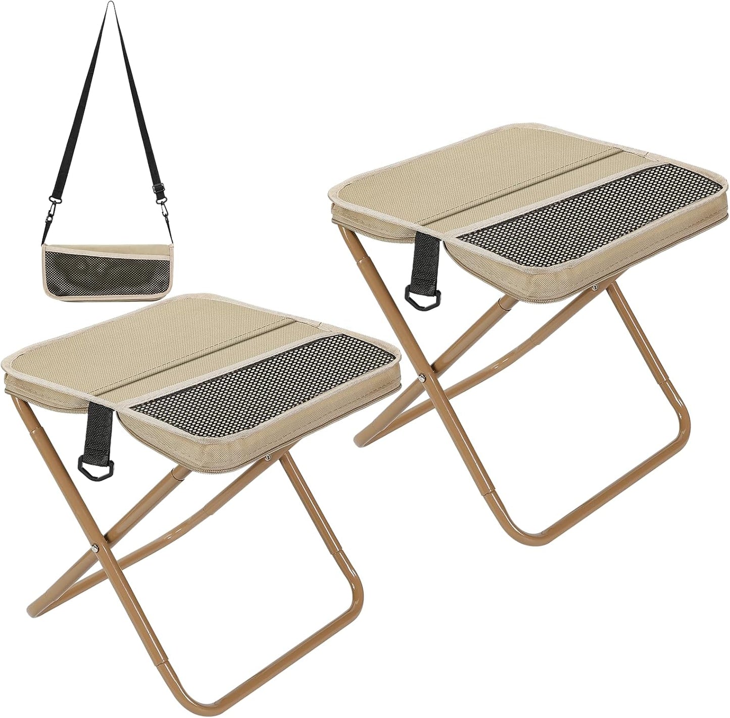 2 Pack Portable Camping Stools, 13.5 Inch Folding Stool for Adults with Carry Bag, Lightweight & Collapsible Stools for Hiking, Fishing, BBQ, and Outdoor (Green)