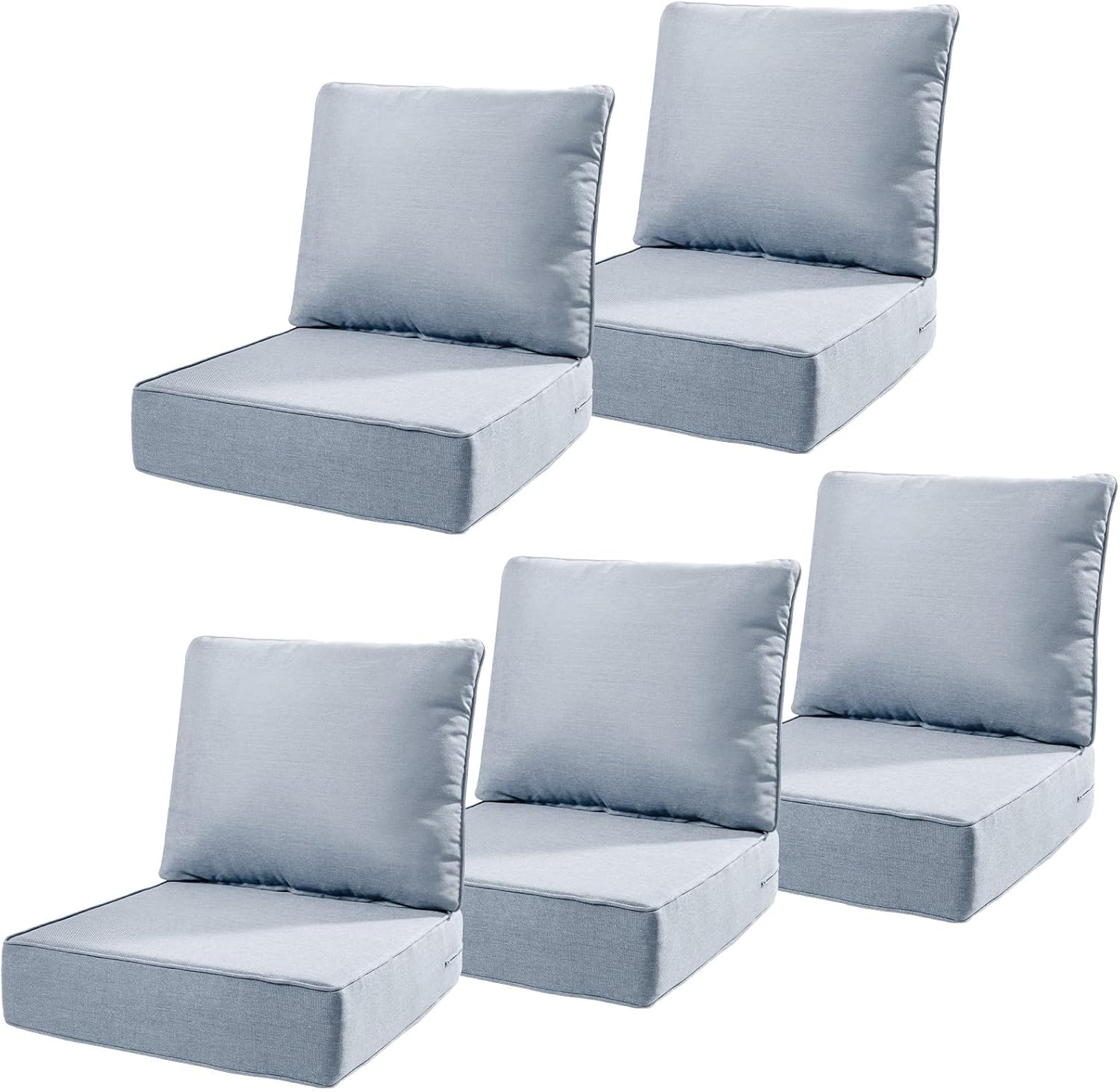 6" Thick Outdoor Cushions 22x24x6, 1-Set Deep Seat Patio Cushions with Removable Cover, Waterproof & Fade Resistant Replacement for Wicker Chair, Loveseat, Sofa - Blue