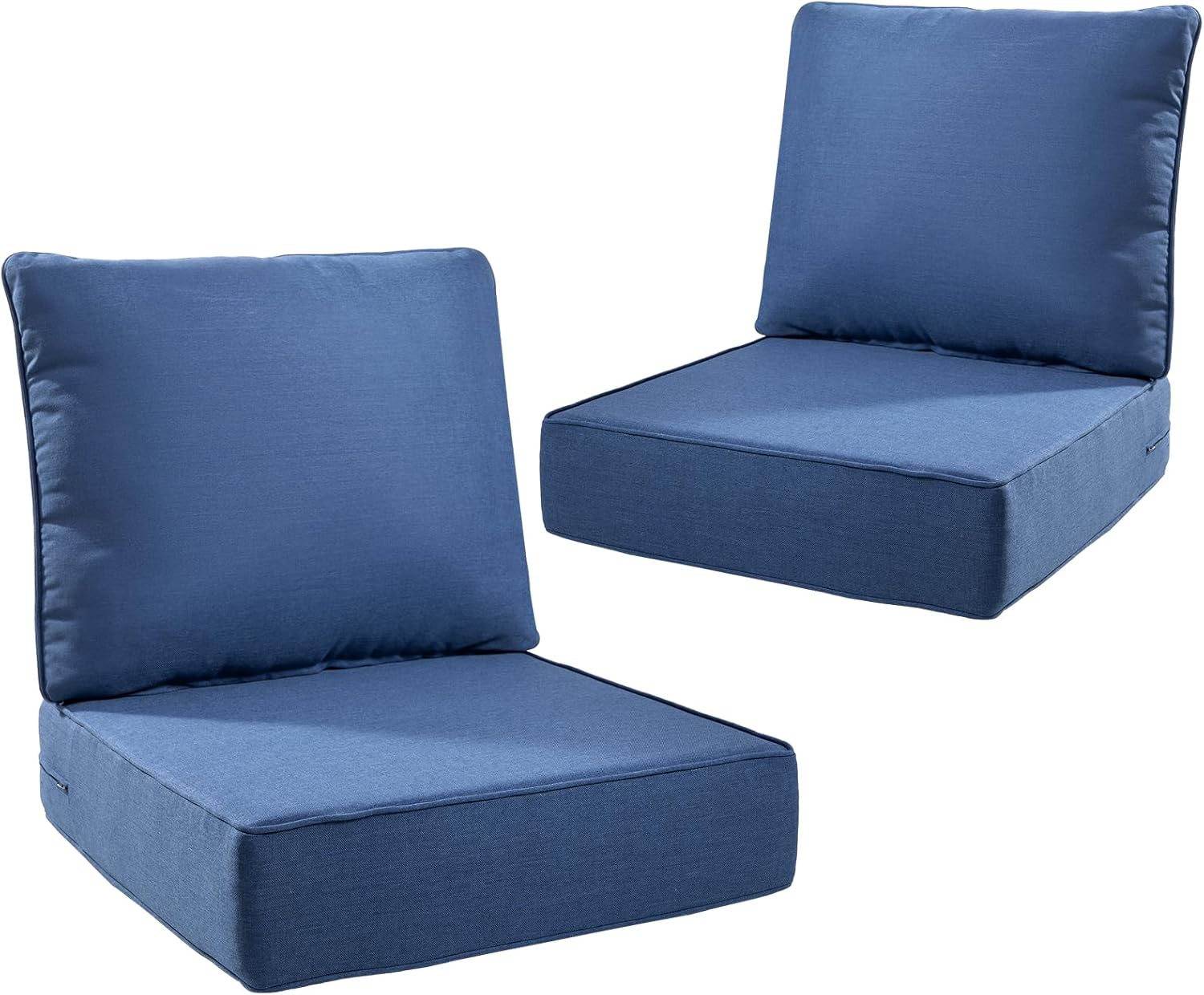 6" Thick Outdoor Cushions 22x24x6, 1-Set Deep Seat Patio Cushions with Removable Cover, Waterproof & Fade Resistant Replacement for Wicker Chair, Loveseat, Sofa - Blue