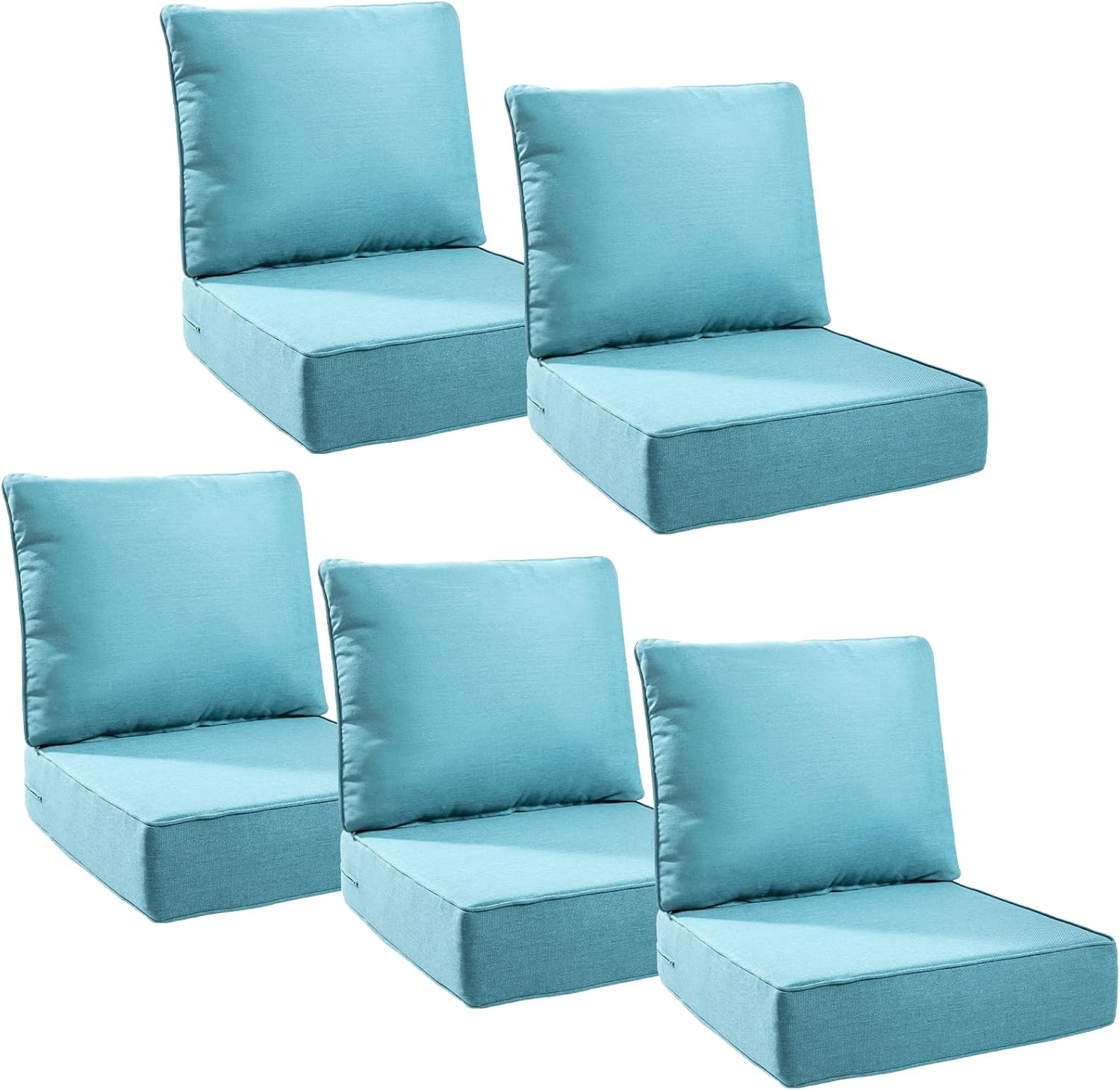 6" Thick Outdoor Cushions 22x24x6, 1-Set Deep Seat Patio Cushions with Removable Cover, Waterproof & Fade Resistant Replacement for Wicker Chair, Loveseat, Sofa - Blue