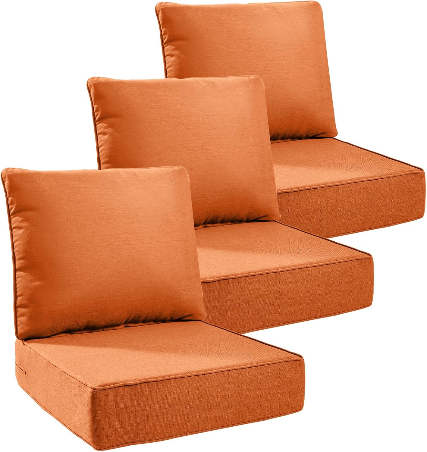 6" Thick Outdoor Cushions 22x24x6, 1-Set Deep Seat Patio Cushions with Removable Cover, Waterproof & Fade Resistant Replacement for Wicker Chair, Loveseat, Sofa - Blue