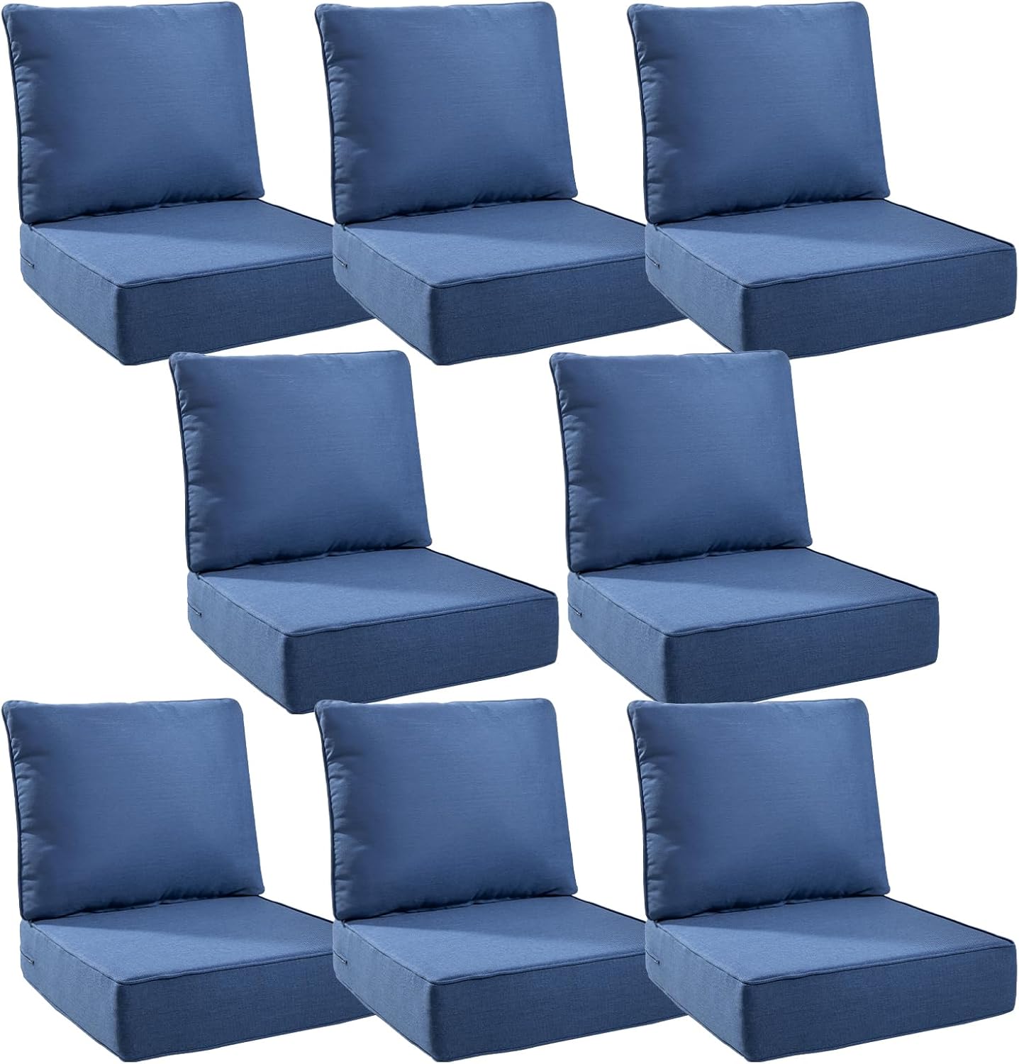 6" Thick Outdoor Cushions 22x24x6, 1-Set Deep Seat Patio Cushions with Removable Cover, Waterproof & Fade Resistant Replacement for Wicker Chair, Loveseat, Sofa - Blue