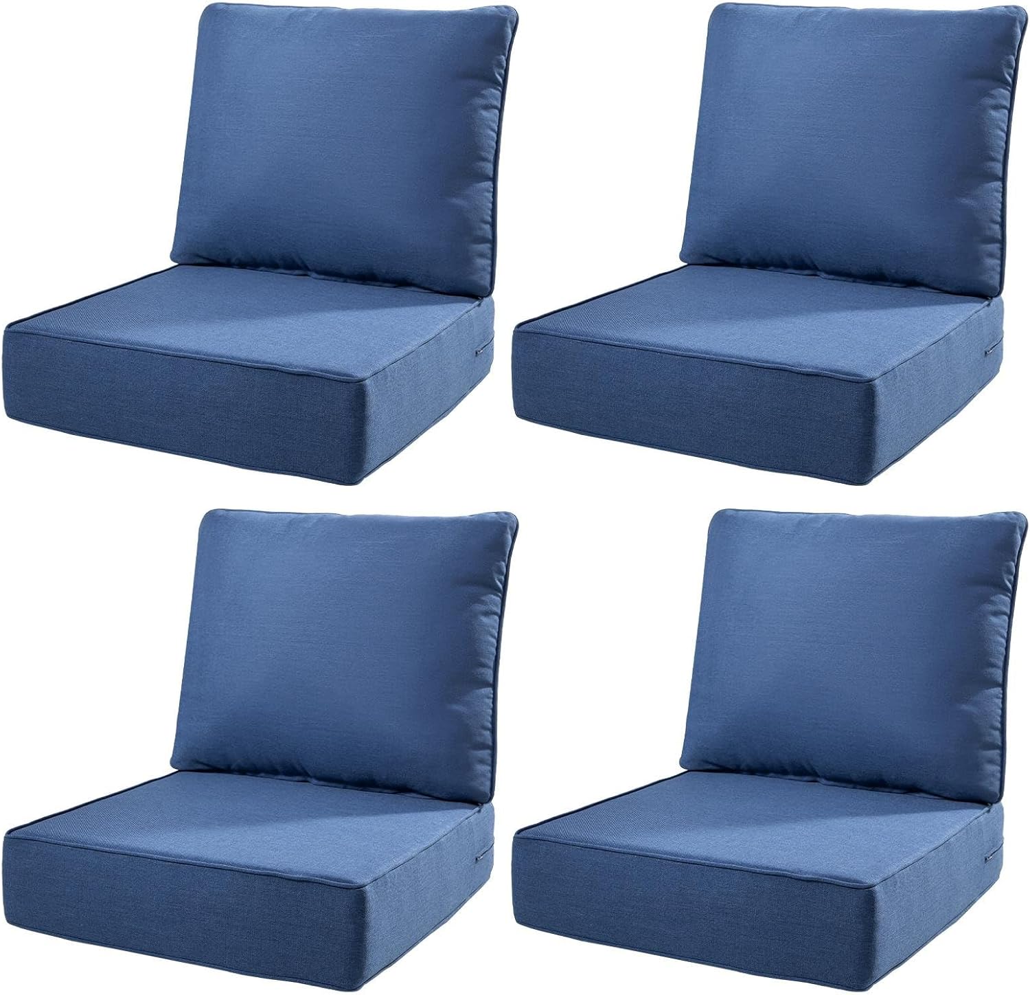 6" Thick Outdoor Cushions 22x24x6, 1-Set Deep Seat Patio Cushions with Removable Cover, Waterproof & Fade Resistant Replacement for Wicker Chair, Loveseat, Sofa - Blue