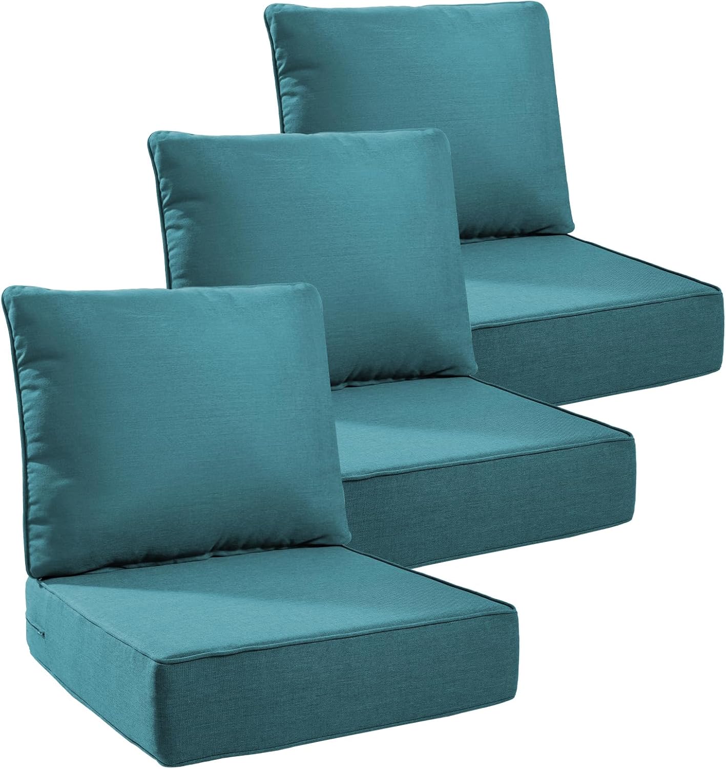 6" Thick Outdoor Cushions 22x24x6, 1-Set Deep Seat Patio Cushions with Removable Cover, Waterproof & Fade Resistant Replacement for Wicker Chair, Loveseat, Sofa - Blue