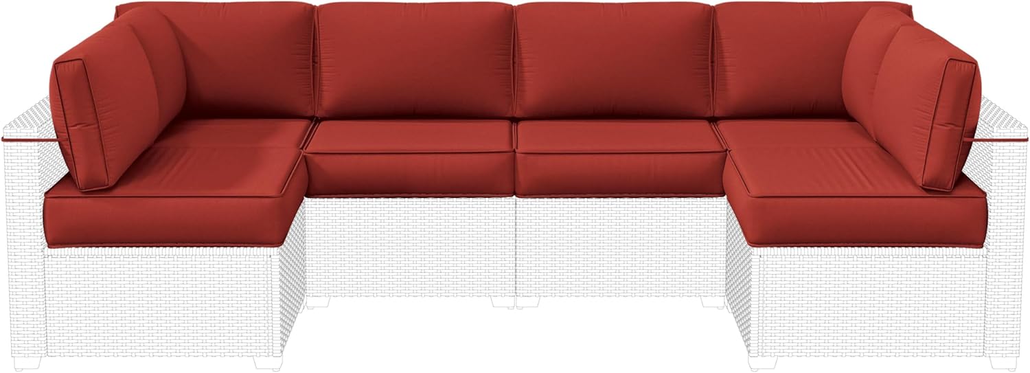 Outdoor Replacement Cushions for Patio Furniture, 5" Foam High-Density, 14-Piece Water-Resistant Outdoor Cushion for 6-Seat Sectional Patio Conversation Sets, Liner&Cover