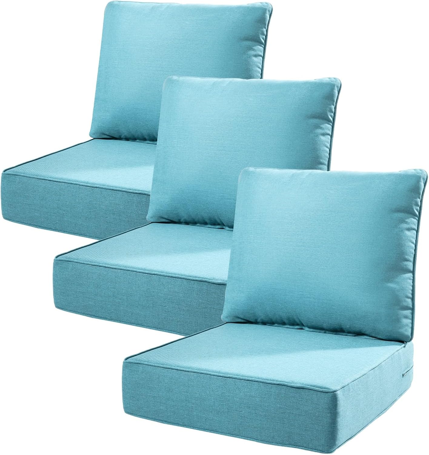 6" Thick Outdoor Cushions 22x24x6, 1-Set Deep Seat Patio Cushions with Removable Cover, Waterproof & Fade Resistant Replacement for Wicker Chair, Loveseat, Sofa - Blue