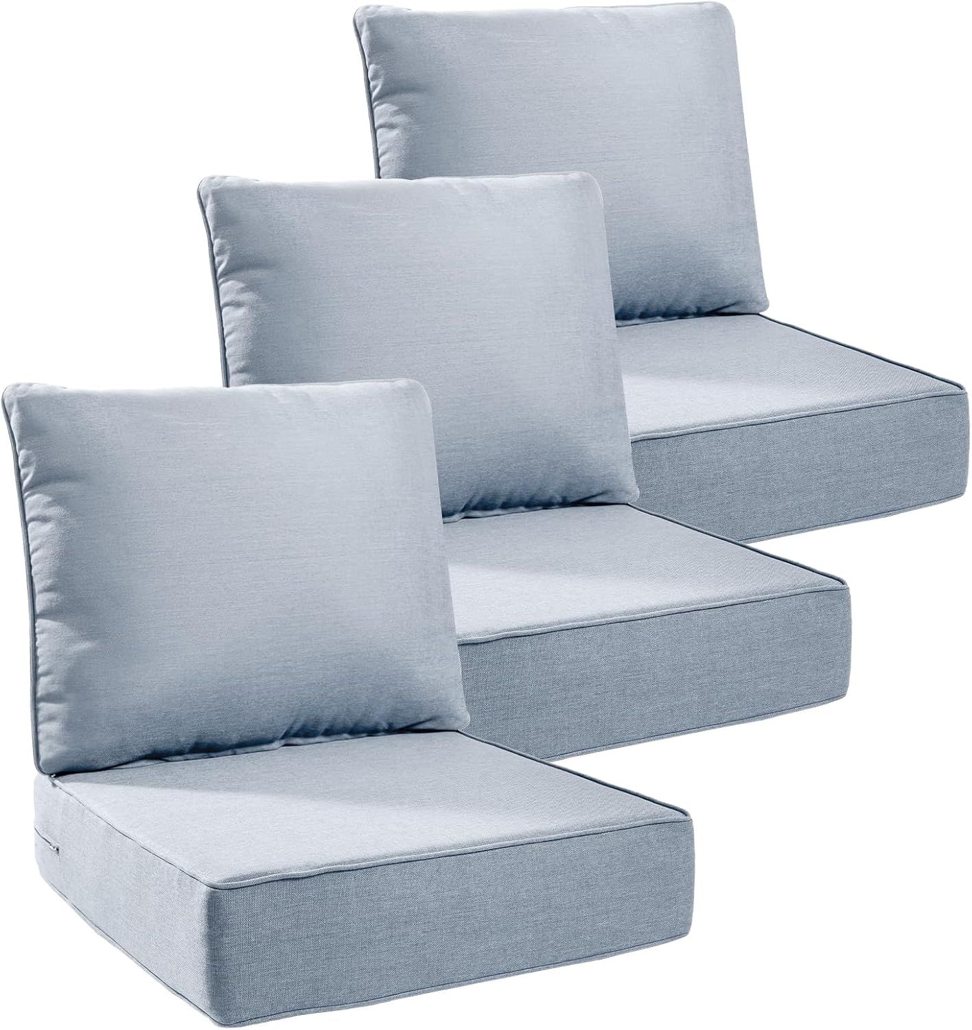 6" Thick Outdoor Cushions 22x24x6, 1-Set Deep Seat Patio Cushions with Removable Cover, Waterproof & Fade Resistant Replacement for Wicker Chair, Loveseat, Sofa - Blue