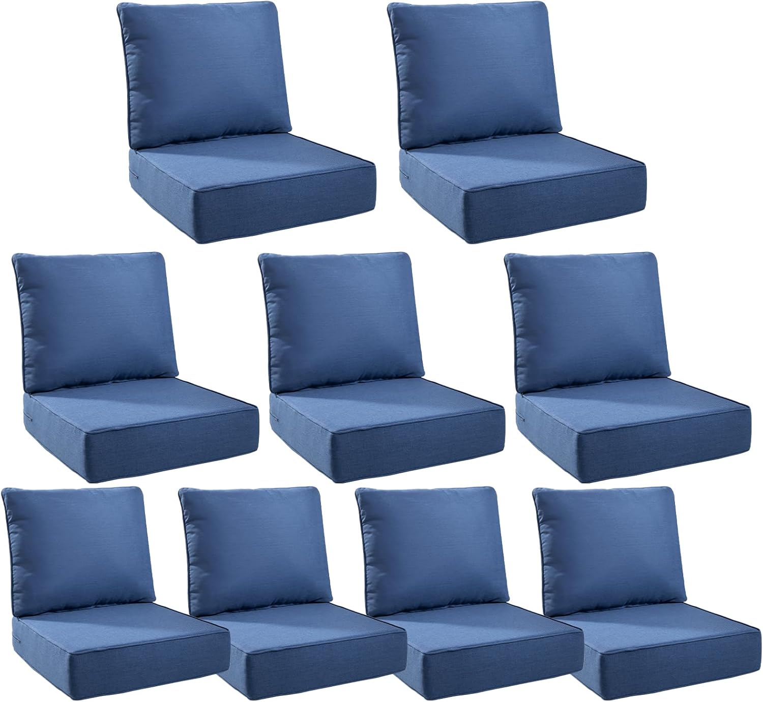 6" Thick Outdoor Cushions 22x24x6, 1-Set Deep Seat Patio Cushions with Removable Cover, Waterproof & Fade Resistant Replacement for Wicker Chair, Loveseat, Sofa - Blue