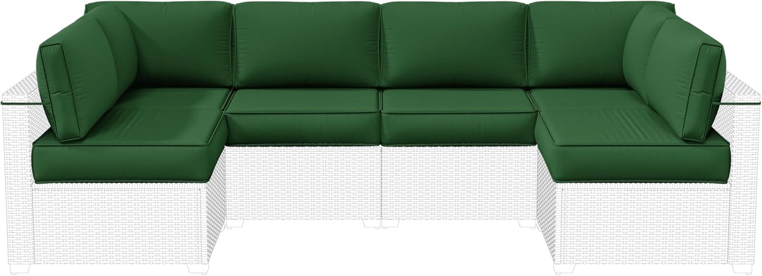 Outdoor Replacement Cushions for Patio Furniture, 5" Foam High-Density, 14-Piece Water-Resistant Outdoor Cushion for 6-Seat Sectional Patio Conversation Sets, Liner&Cover