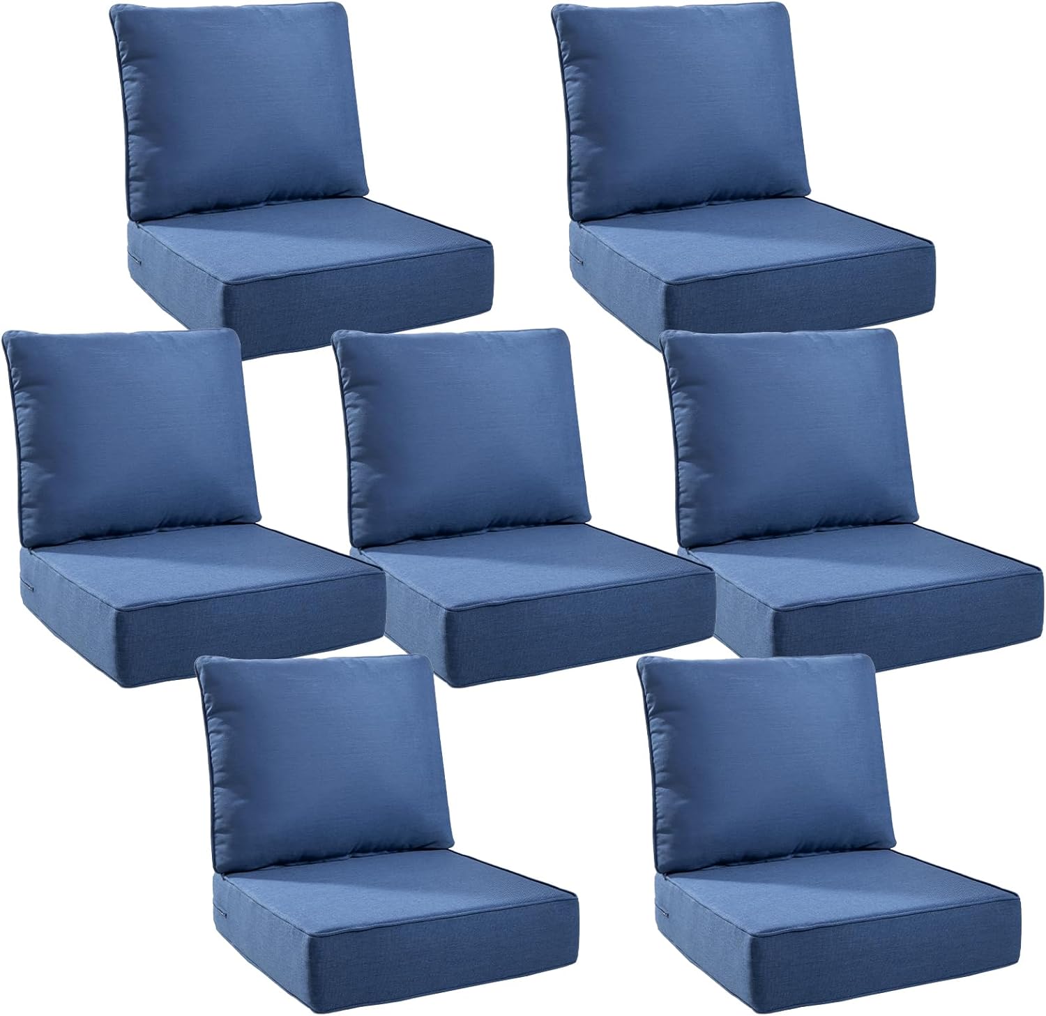 6" Thick Outdoor Cushions 22x24x6, 1-Set Deep Seat Patio Cushions with Removable Cover, Waterproof & Fade Resistant Replacement for Wicker Chair, Loveseat, Sofa - Blue