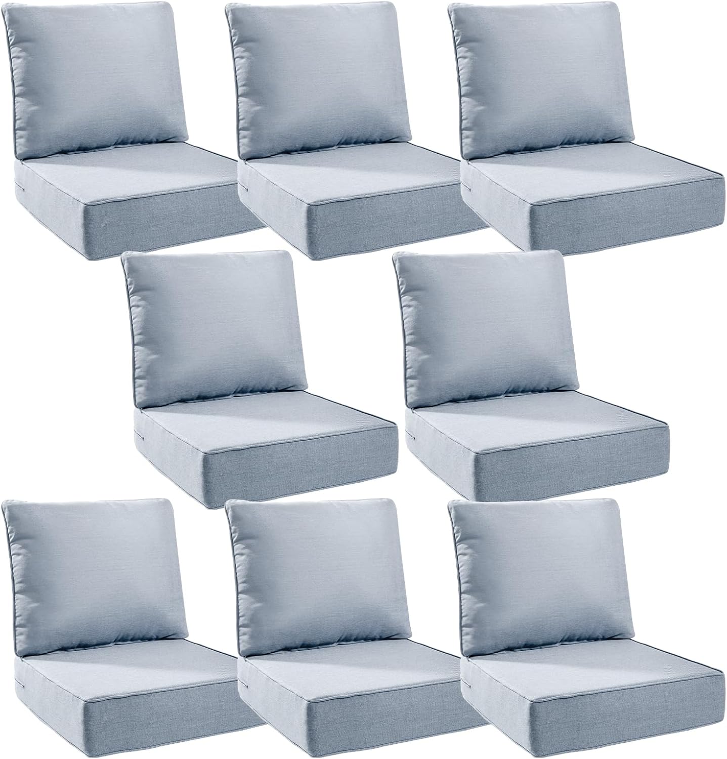 6" Thick Outdoor Cushions 22x24x6, 1-Set Deep Seat Patio Cushions with Removable Cover, Waterproof & Fade Resistant Replacement for Wicker Chair, Loveseat, Sofa - Blue