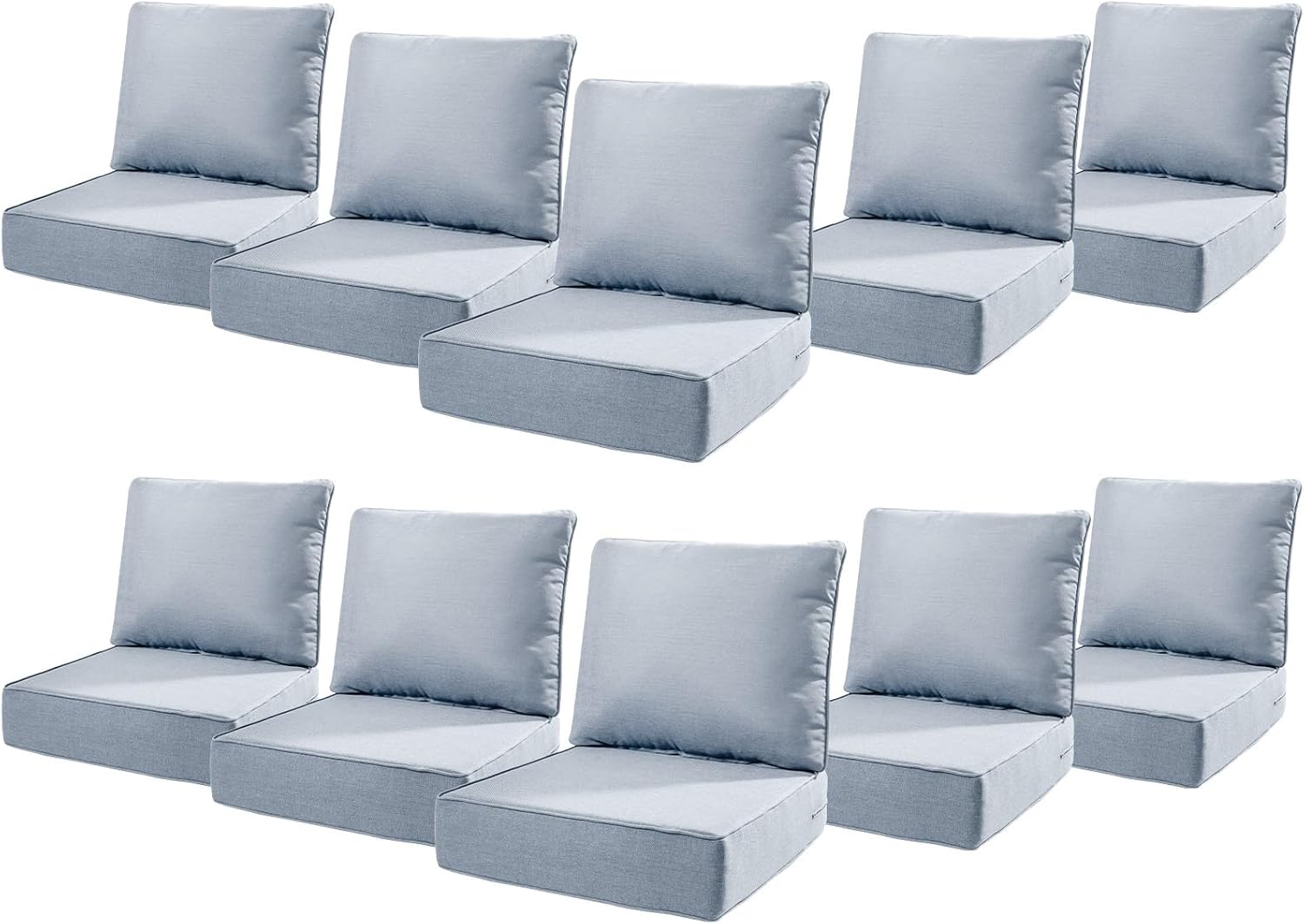 6" Thick Outdoor Cushions 22x24x6, 1-Set Deep Seat Patio Cushions with Removable Cover, Waterproof & Fade Resistant Replacement for Wicker Chair, Loveseat, Sofa - Blue