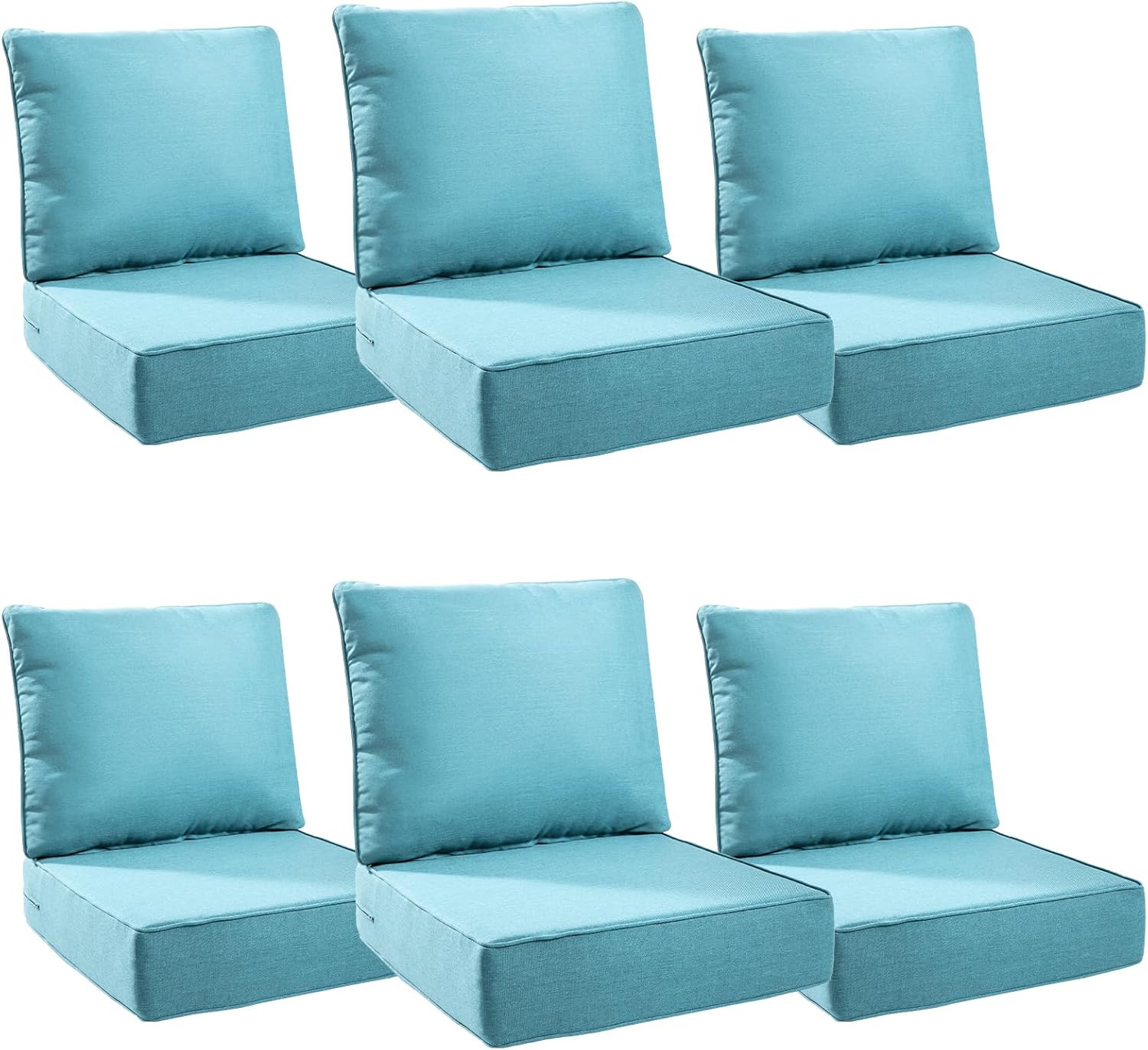 6" Thick Outdoor Cushions 22x24x6, 1-Set Deep Seat Patio Cushions with Removable Cover, Waterproof & Fade Resistant Replacement for Wicker Chair, Loveseat, Sofa - Blue