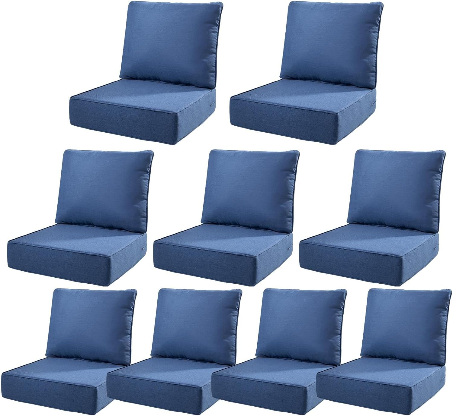 6" Thick Outdoor Cushions 22x24x6, 1-Set Deep Seat Patio Cushions with Removable Cover, Waterproof & Fade Resistant Replacement for Wicker Chair, Loveseat, Sofa - Blue