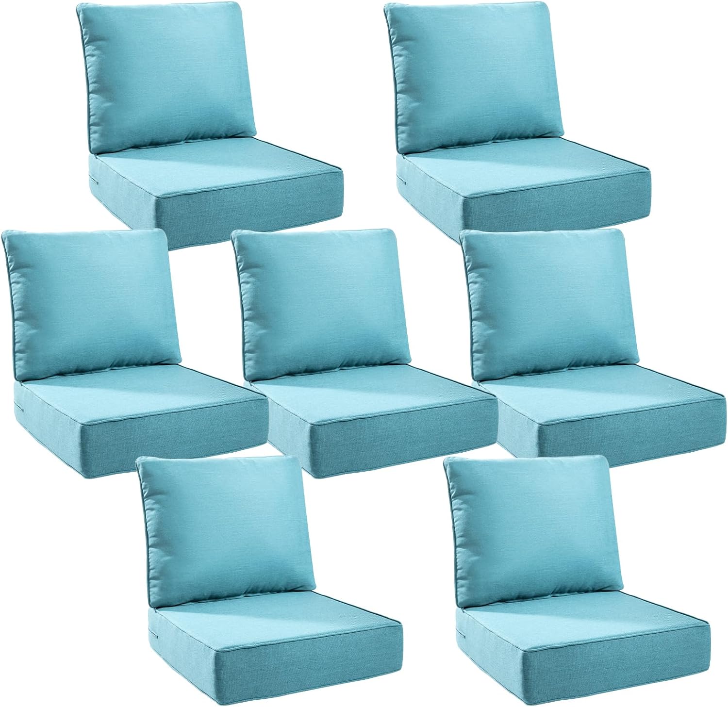 6" Thick Outdoor Cushions 22x24x6, 1-Set Deep Seat Patio Cushions with Removable Cover, Waterproof & Fade Resistant Replacement for Wicker Chair, Loveseat, Sofa - Blue