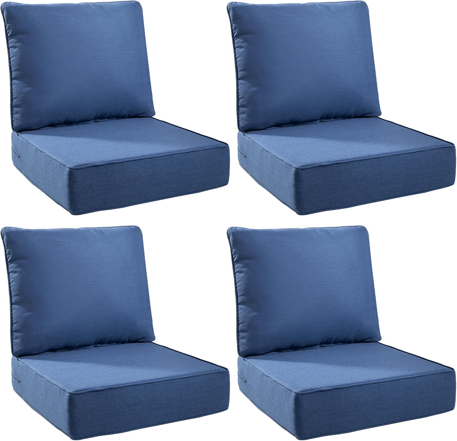 6" Thick Outdoor Cushions 22x24x6, 1-Set Deep Seat Patio Cushions with Removable Cover, Waterproof & Fade Resistant Replacement for Wicker Chair, Loveseat, Sofa - Blue