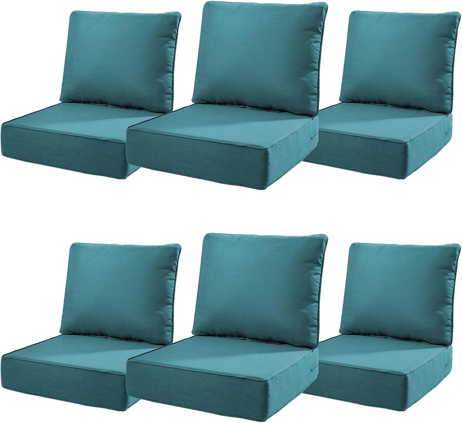 6" Thick Outdoor Cushions 22x24x6, 1-Set Deep Seat Patio Cushions with Removable Cover, Waterproof & Fade Resistant Replacement for Wicker Chair, Loveseat, Sofa - Blue