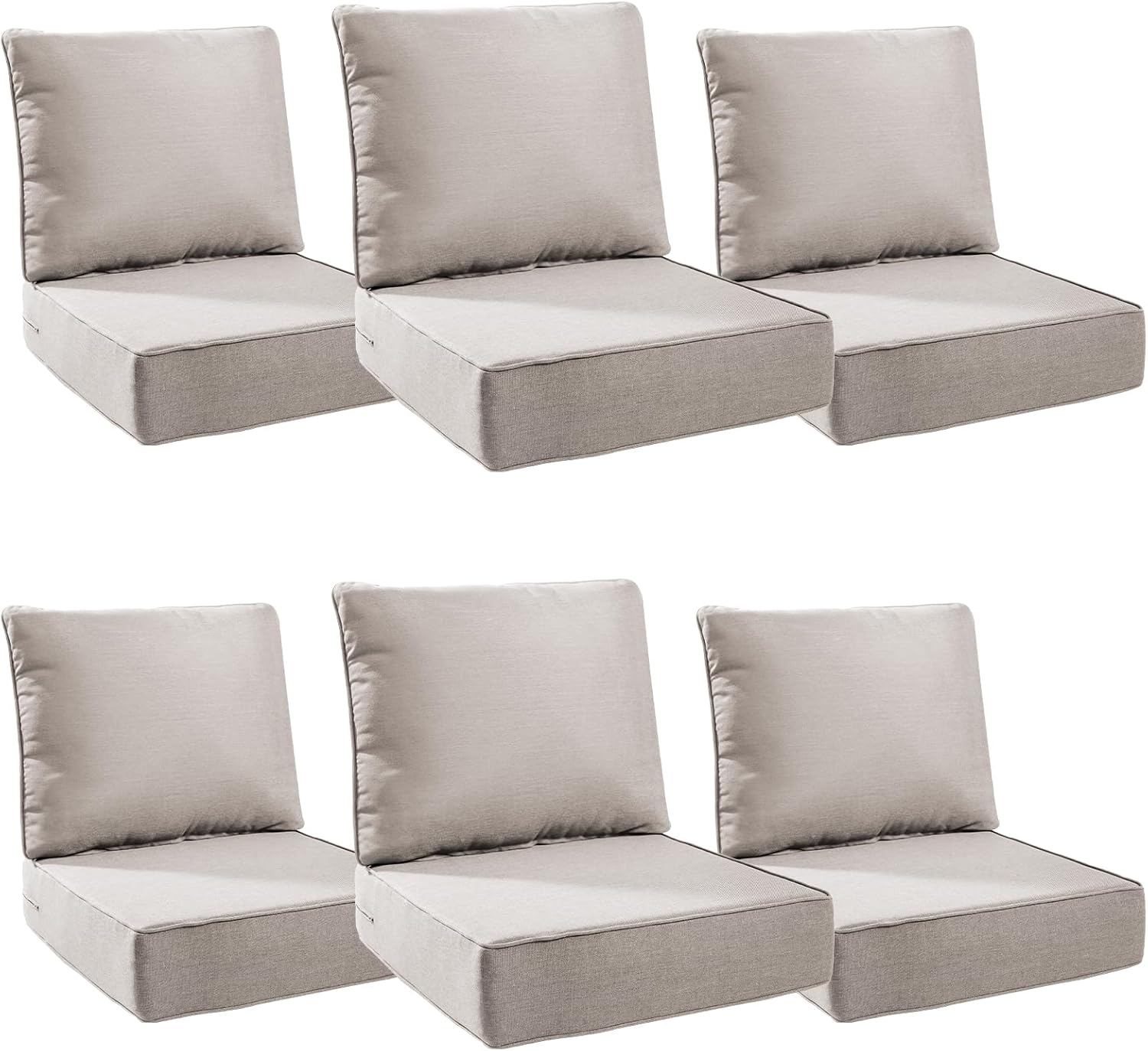 6" Thick Outdoor Cushions 22x24x6, 1-Set Deep Seat Patio Cushions with Removable Cover, Waterproof & Fade Resistant Replacement for Wicker Chair, Loveseat, Sofa - Blue