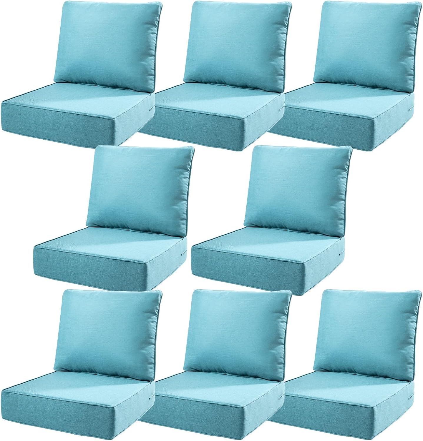 6" Thick Outdoor Cushions 22x24x6, 1-Set Deep Seat Patio Cushions with Removable Cover, Waterproof & Fade Resistant Replacement for Wicker Chair, Loveseat, Sofa - Blue
