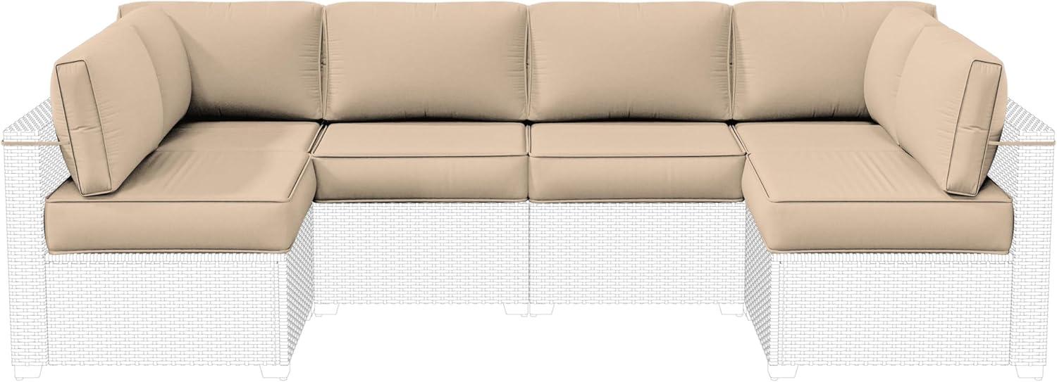 Outdoor Replacement Cushions for Patio Furniture, 5" Foam High-Density, 14-Piece Water-Resistant Outdoor Cushion for 6-Seat Sectional Patio Conversation Sets, Liner&Cover