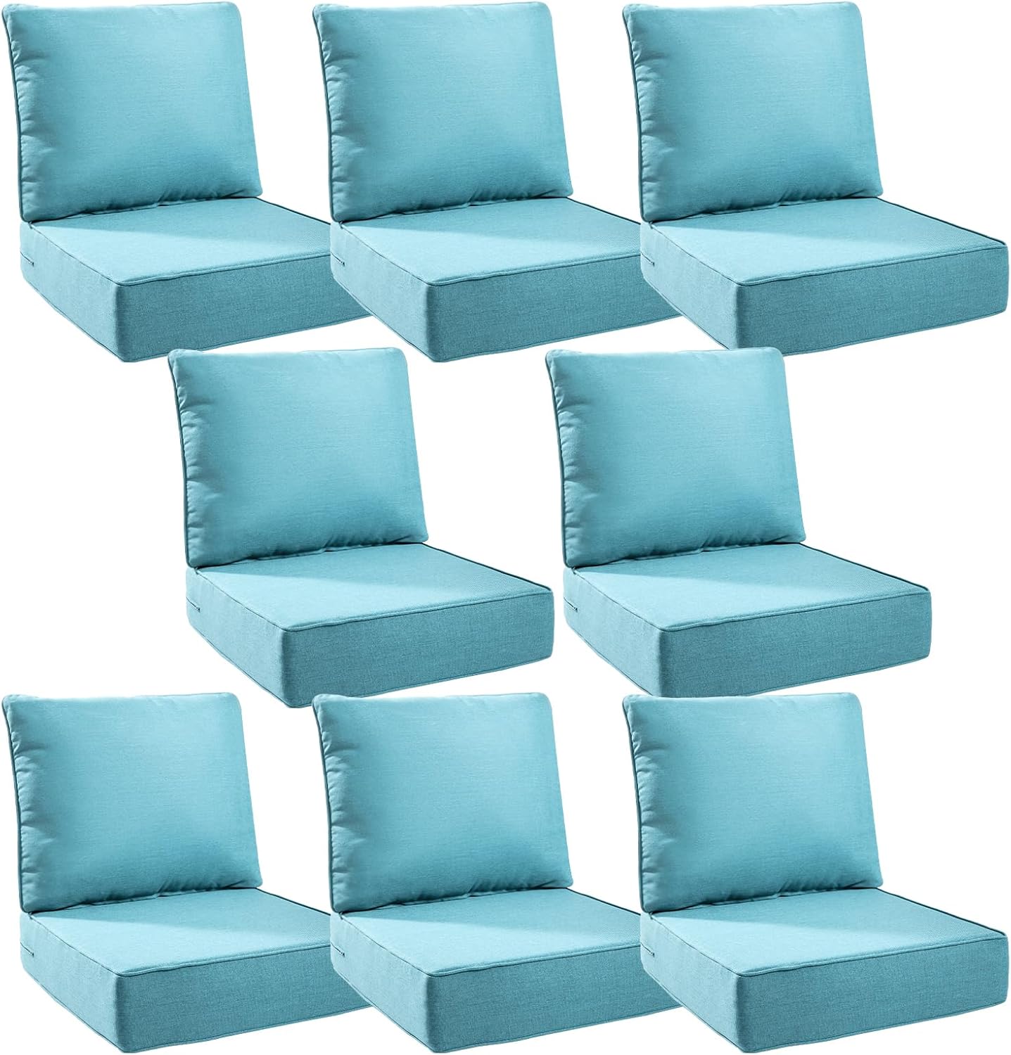 6" Thick Outdoor Cushions 22x24x6, 1-Set Deep Seat Patio Cushions with Removable Cover, Waterproof & Fade Resistant Replacement for Wicker Chair, Loveseat, Sofa - Blue