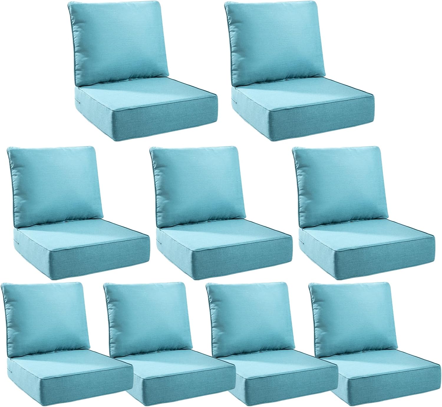 6" Thick Outdoor Cushions 22x24x6, 1-Set Deep Seat Patio Cushions with Removable Cover, Waterproof & Fade Resistant Replacement for Wicker Chair, Loveseat, Sofa - Blue