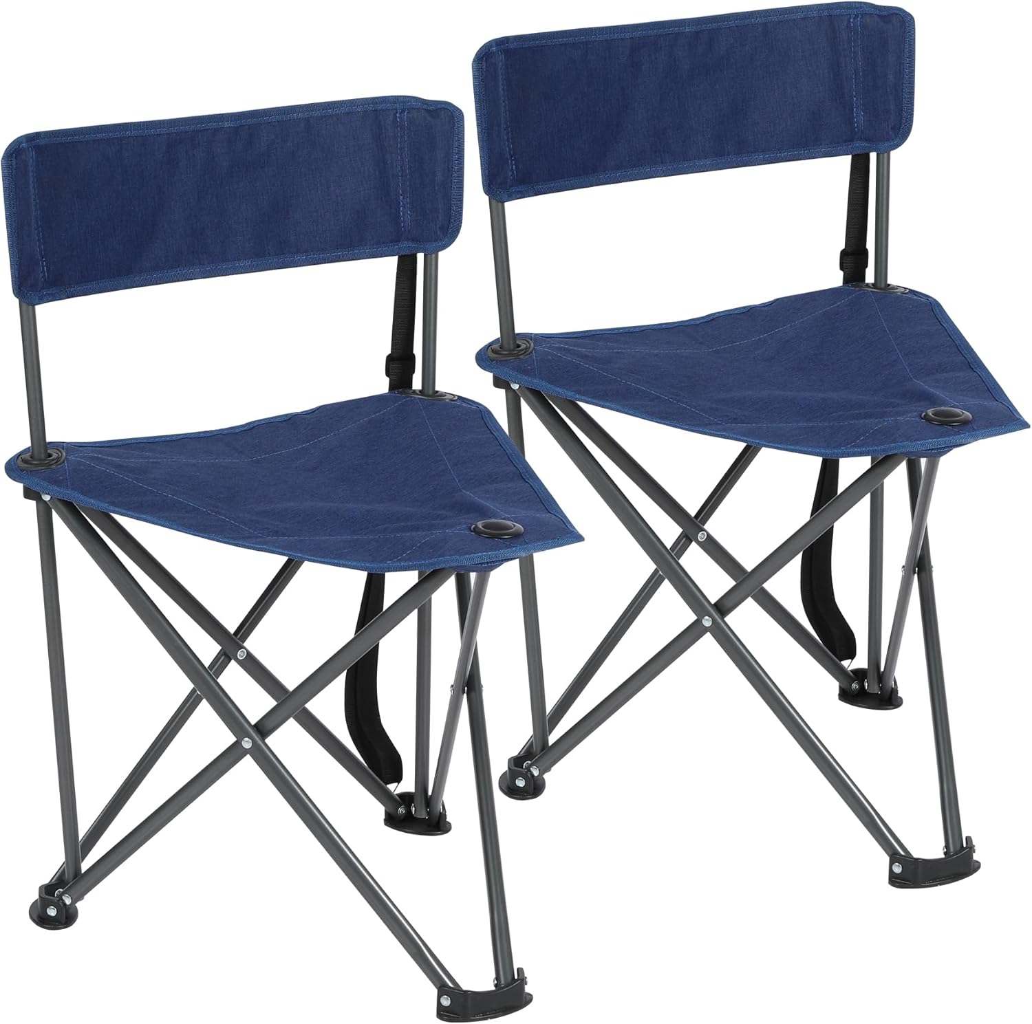 REDCAMP 2 Pack Tripod Camping Chairs Folding Lightweight, Portable 3 Legged Tripod Stool Seat with Backrest, Small Golf Chair Compact for Adults Fishing Hunting, Black